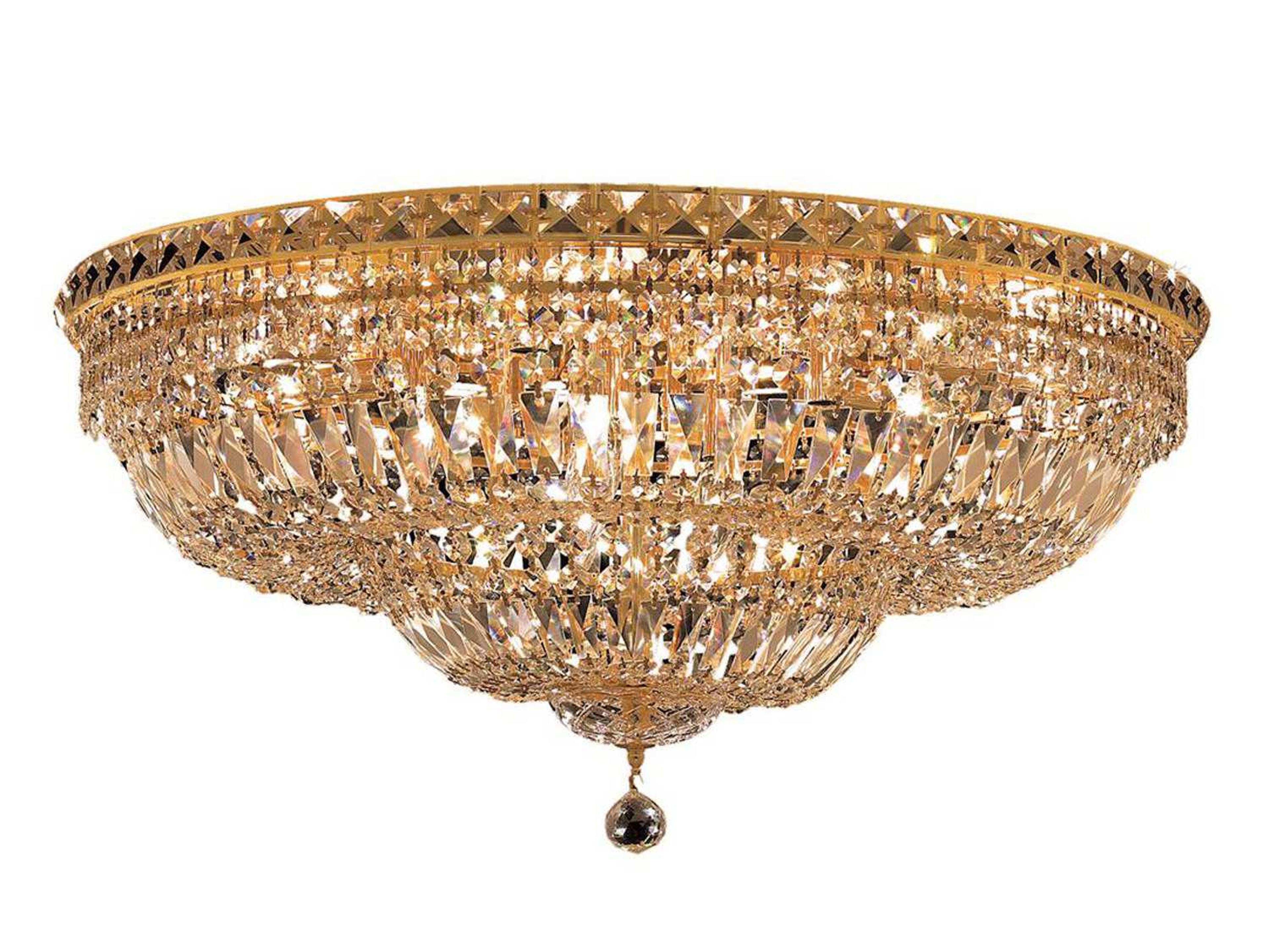 Tranquil Gold Clear Crystal Bowl Tiered Flush Mount