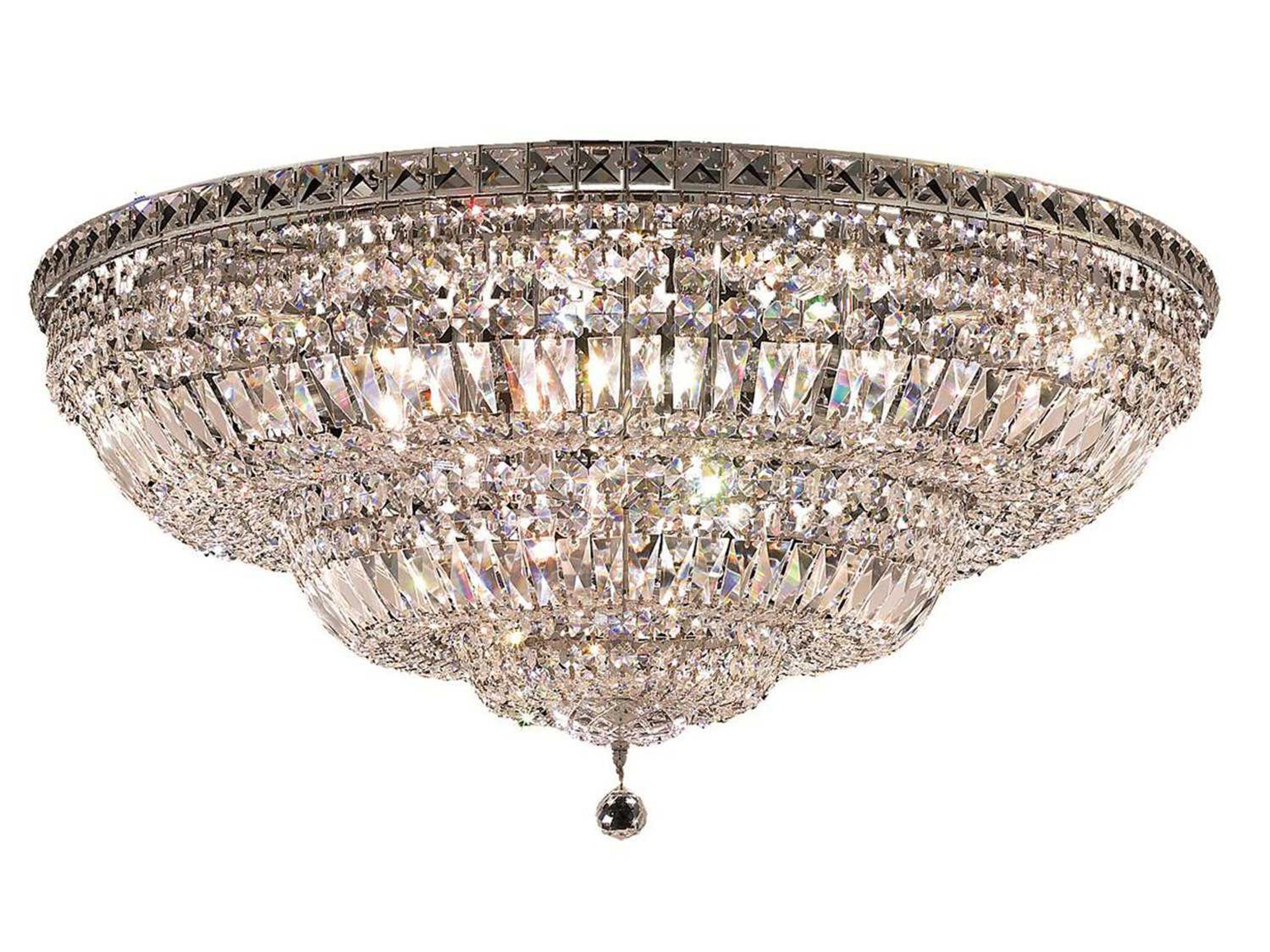 Tranquil Chrome Clear Crystal Bowl Tiered Flush Mount