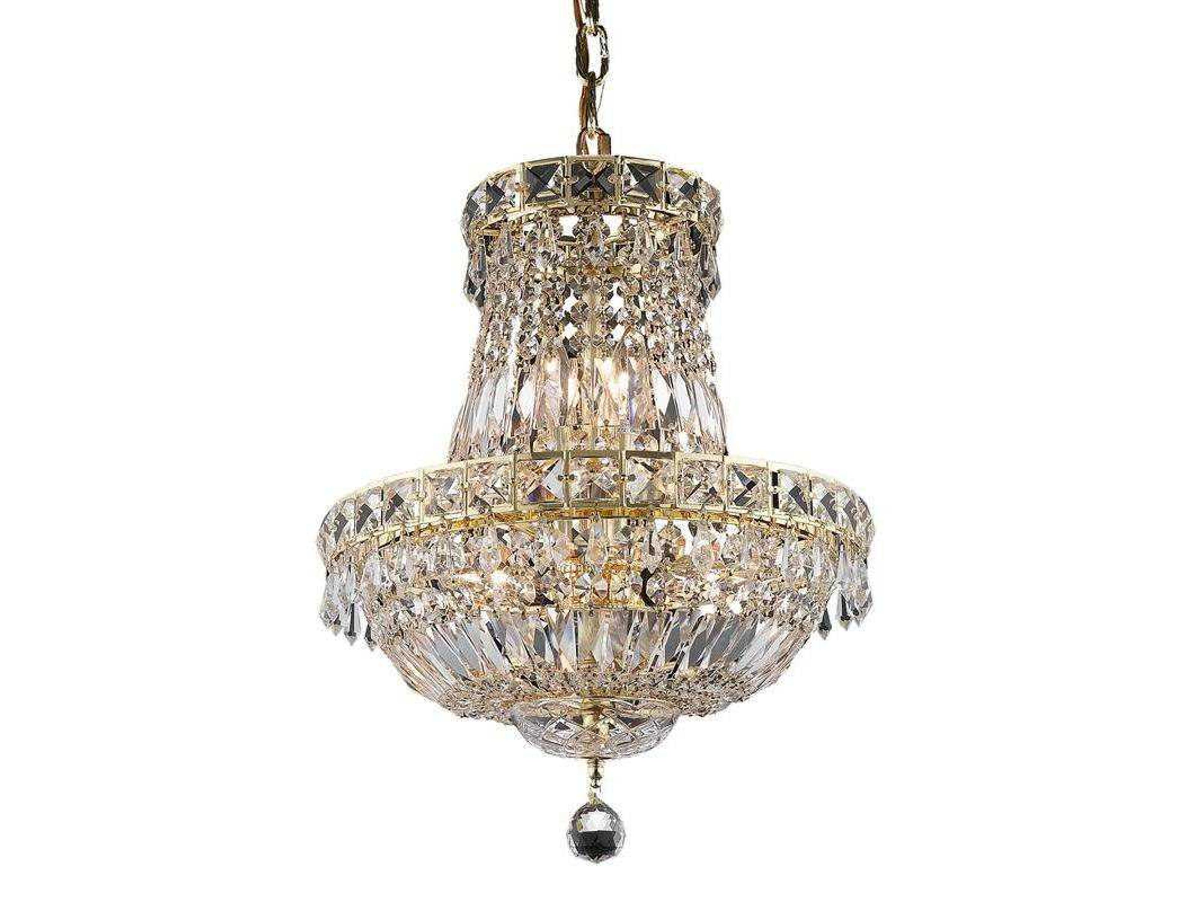 Tranquil 6-Light Gold Clear Crystal Empire Tiered Chandelier