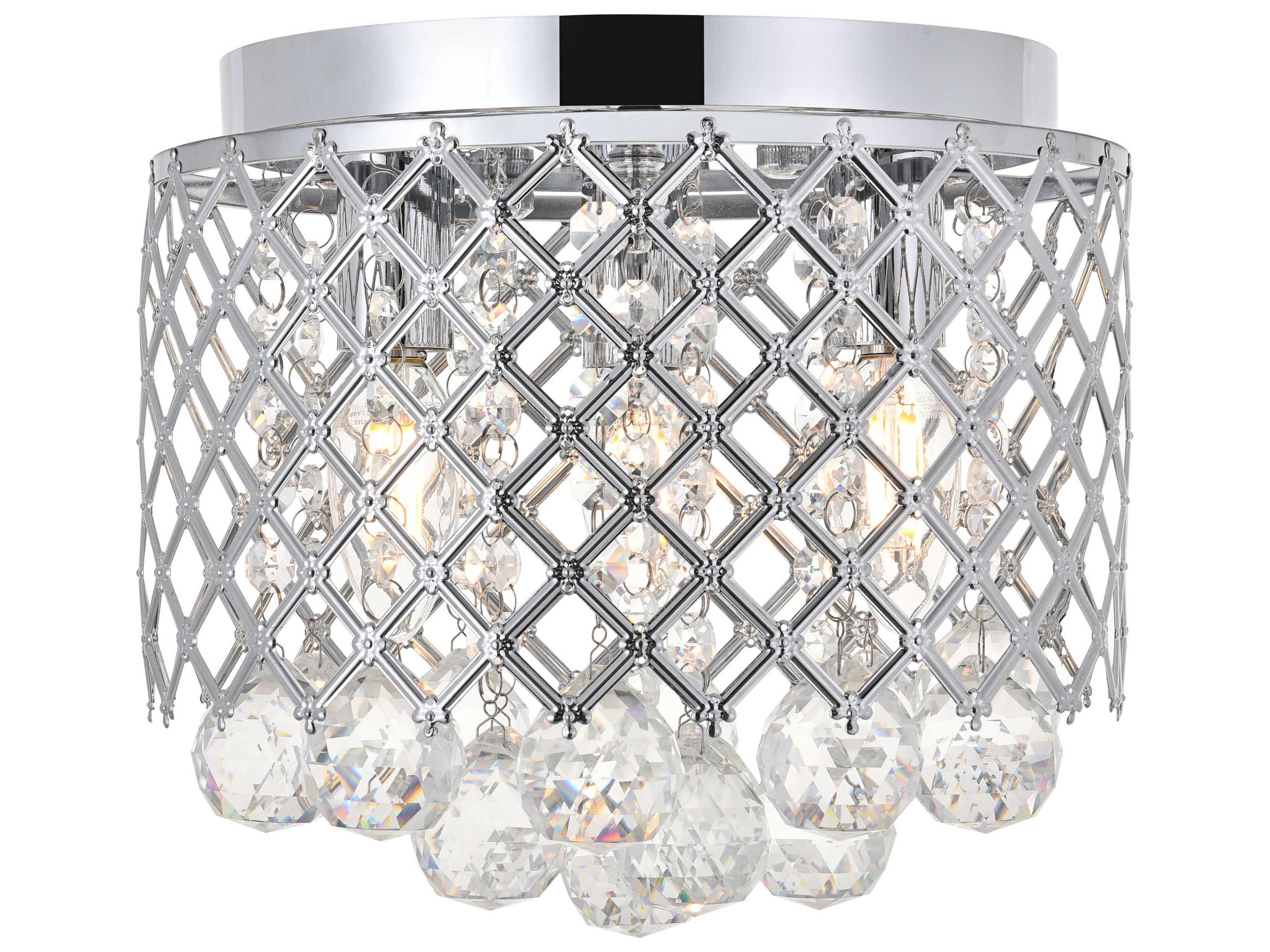 Tully 3-Light Chrome Crystal Drum Flush Mount