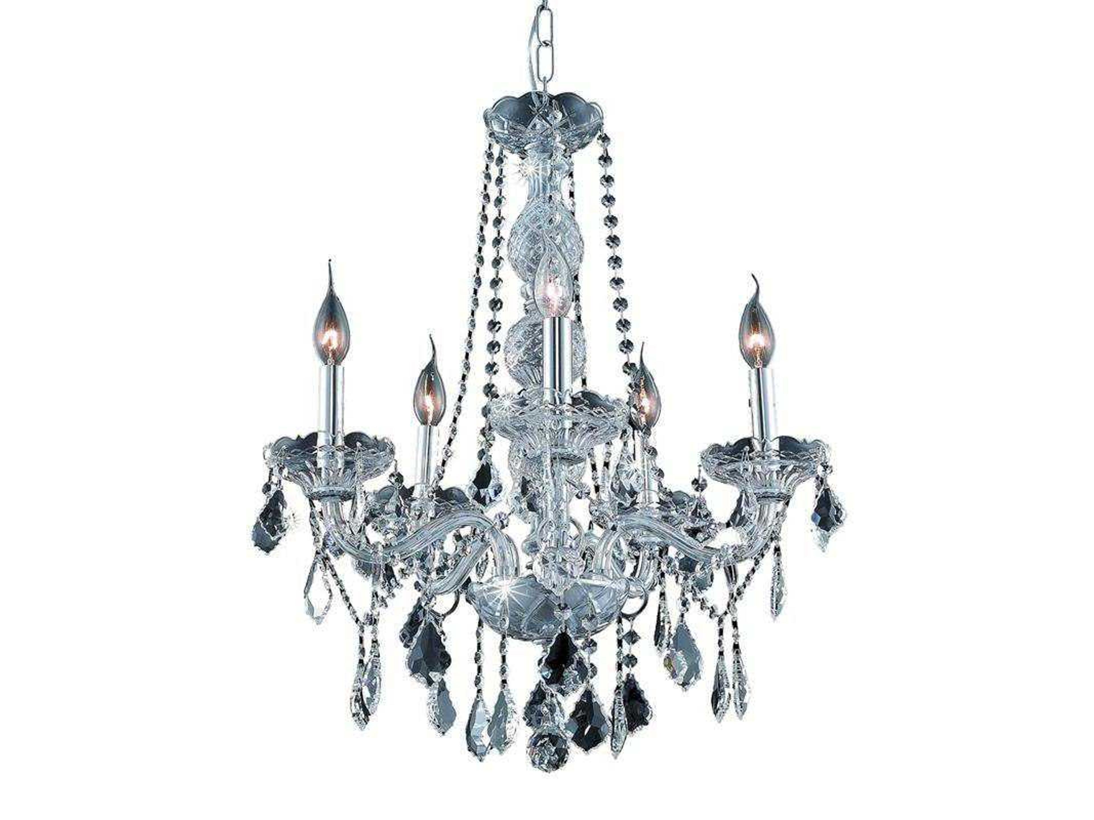 Verona 5-Light Chrome Clear Crystal Glass Candelabra Chandelier