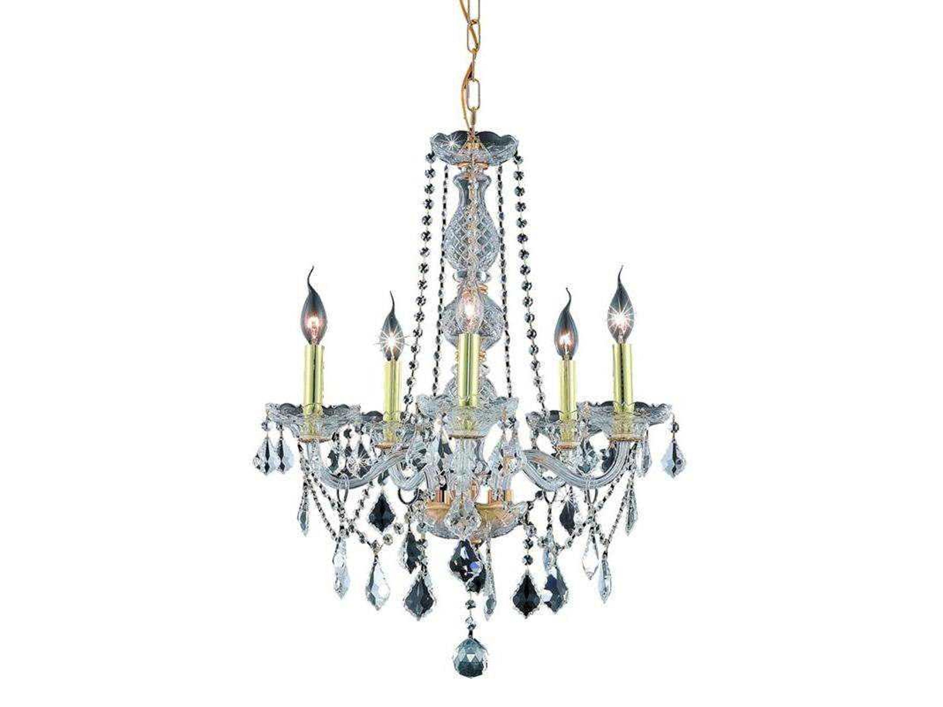 Verona 5-Light Gold Clear Crystal Glass Candelabra Chandelier
