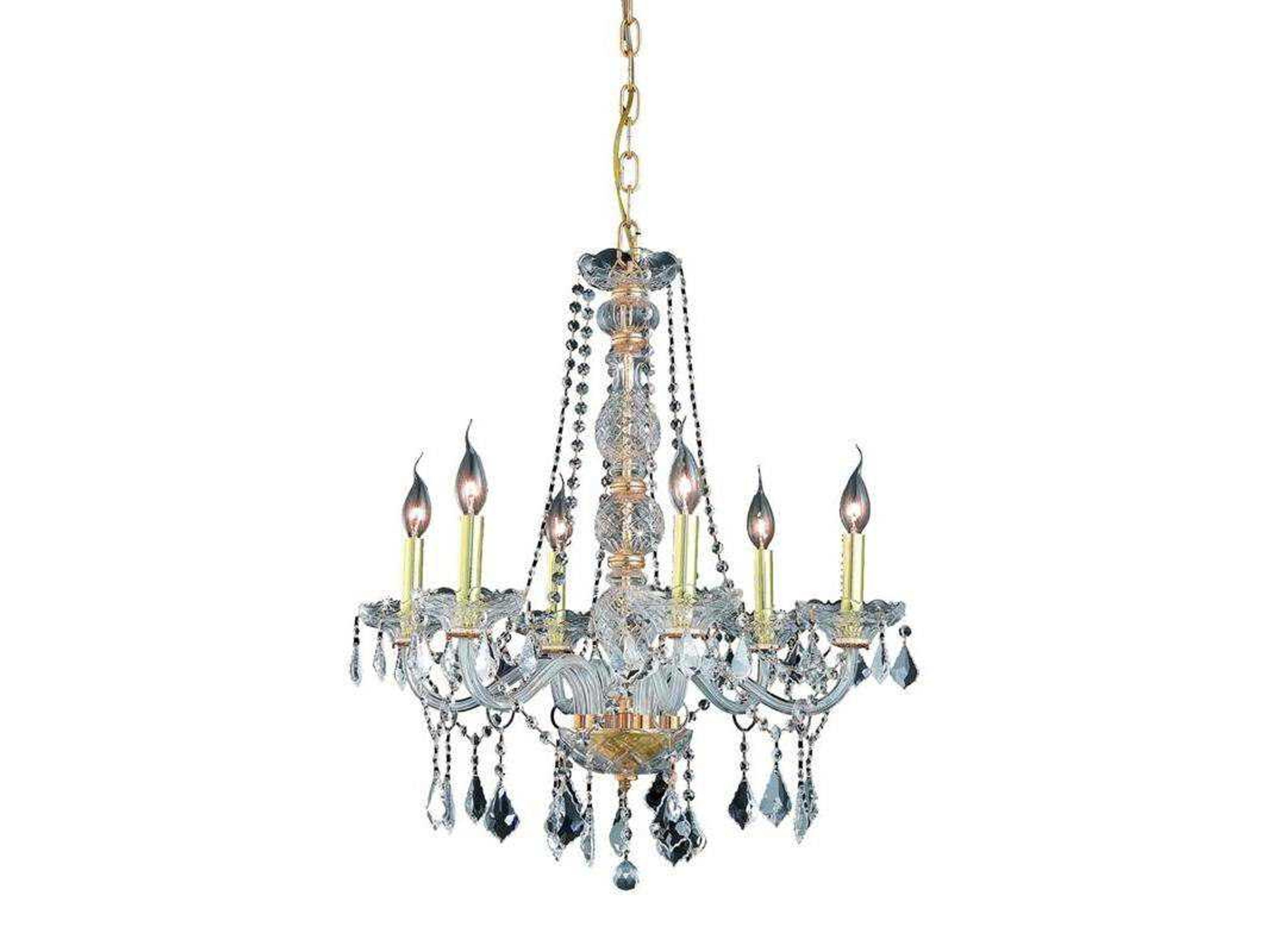 Verona 6-Light Gold Clear Crystal Glass Candelabra Chandelier