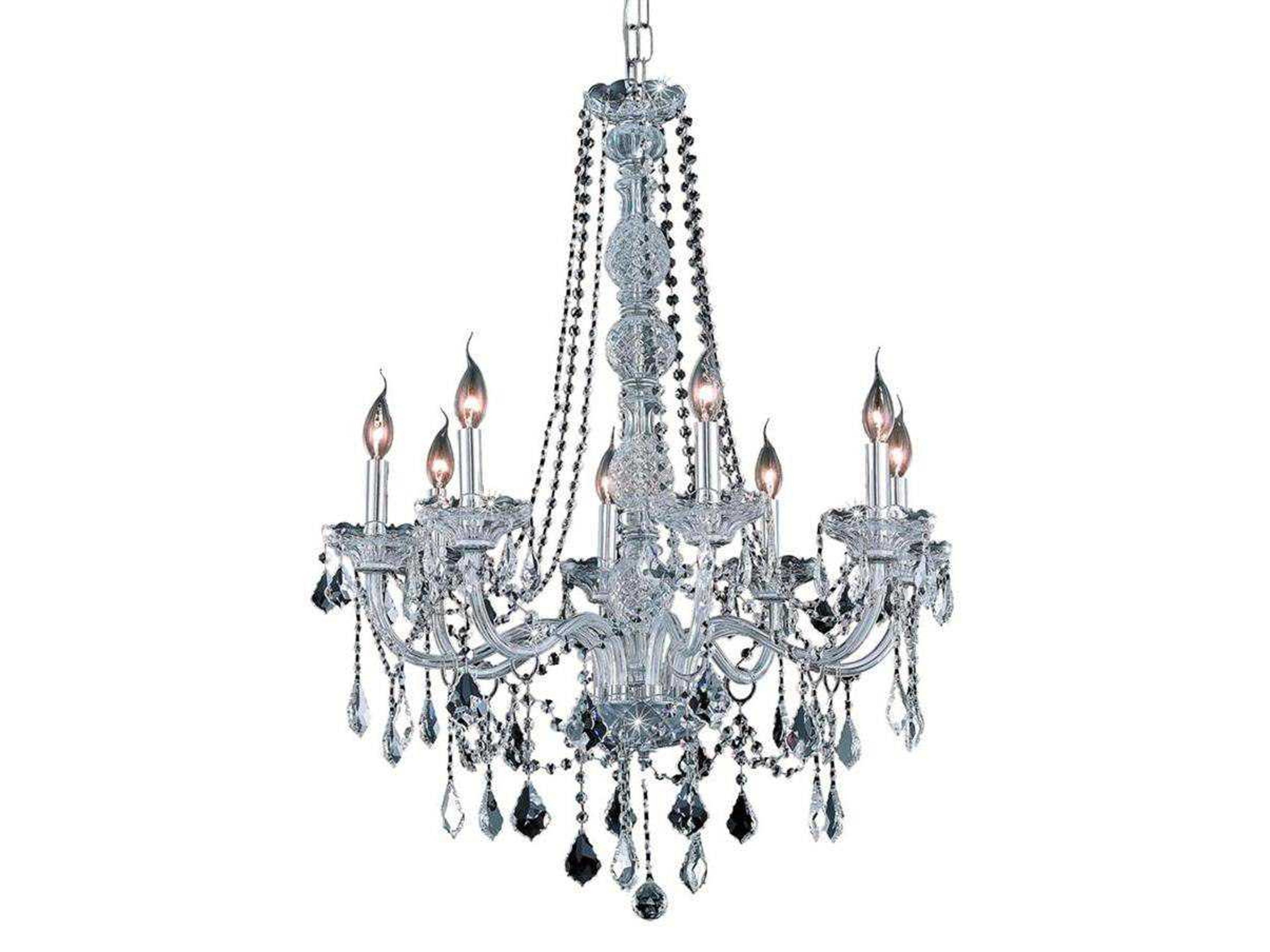 Verona 8-Light Chrome Clear Crystal Glass Candelabra Chandelier
