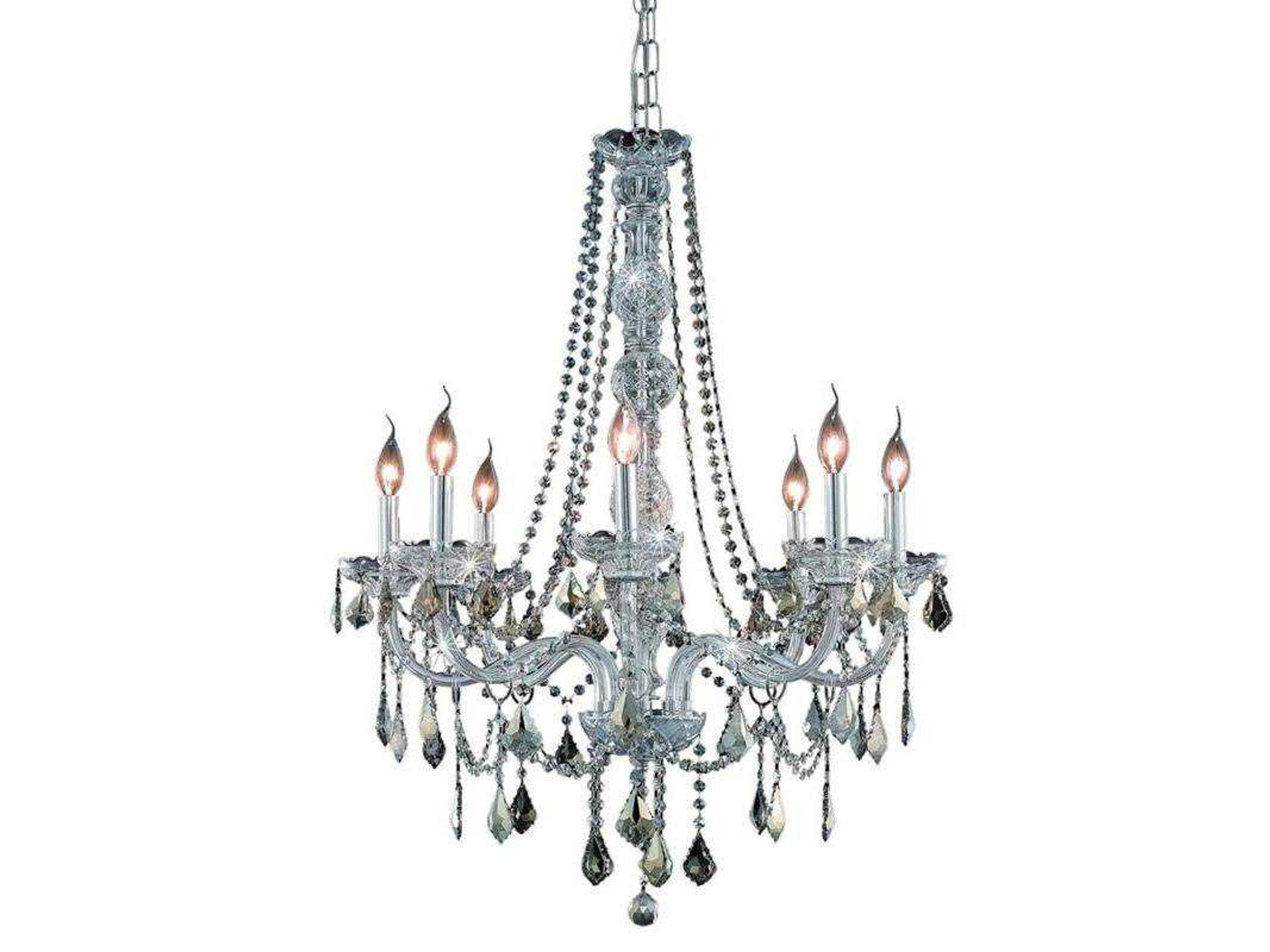 Verona 8-Light Chrome Gold Crystal Glass Candelabra Chandelier