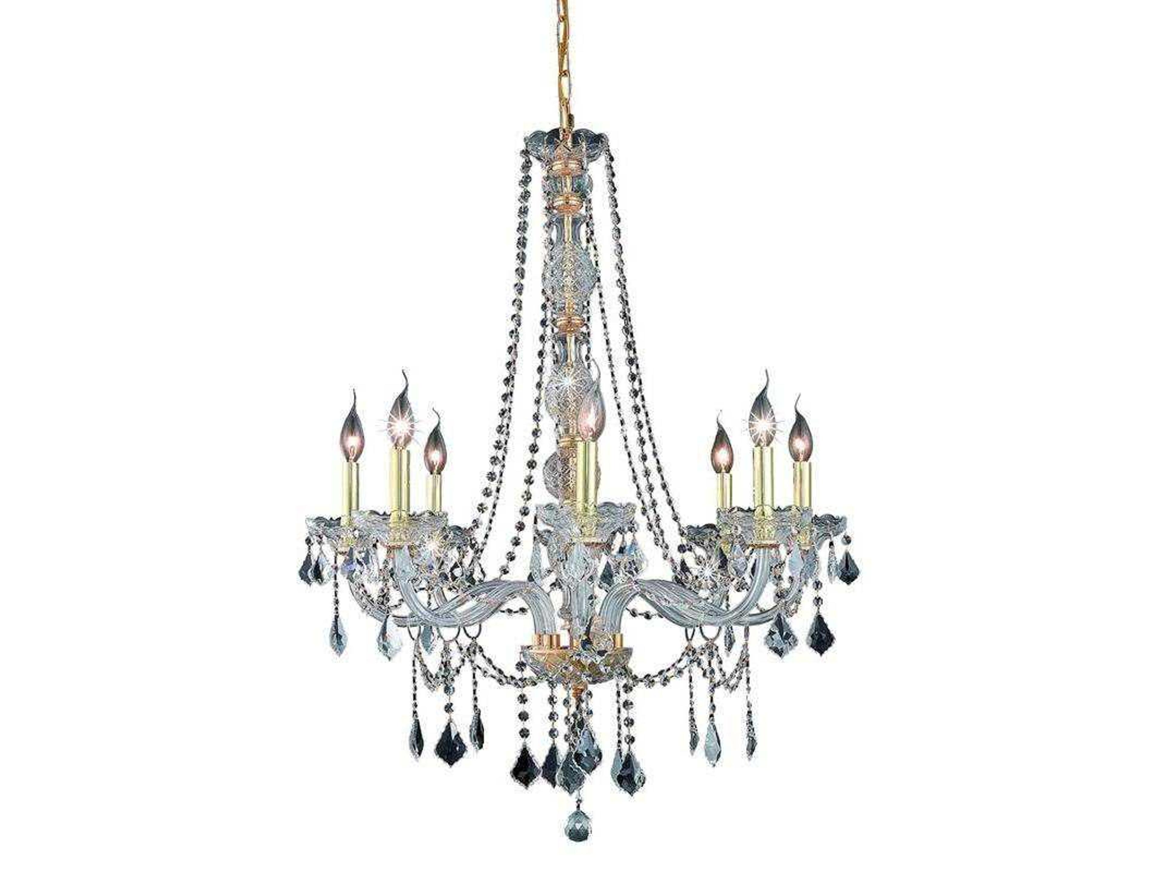 Verona 8-Light Gold Clear Crystal Glass Candelabra Chandelier
