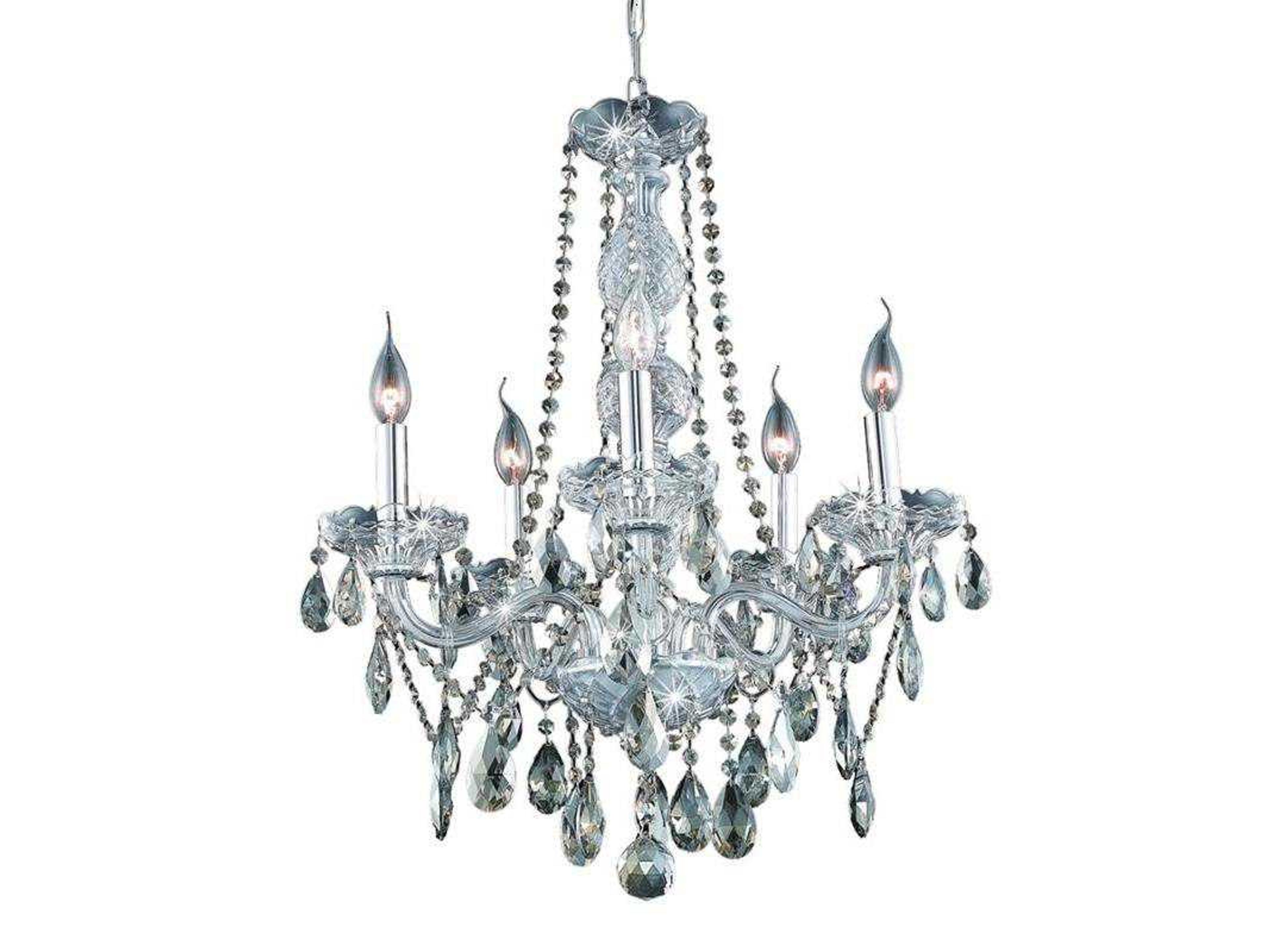 Verona 5-Light Chrome Gold Crystal Glass Candelabra Chandelier
