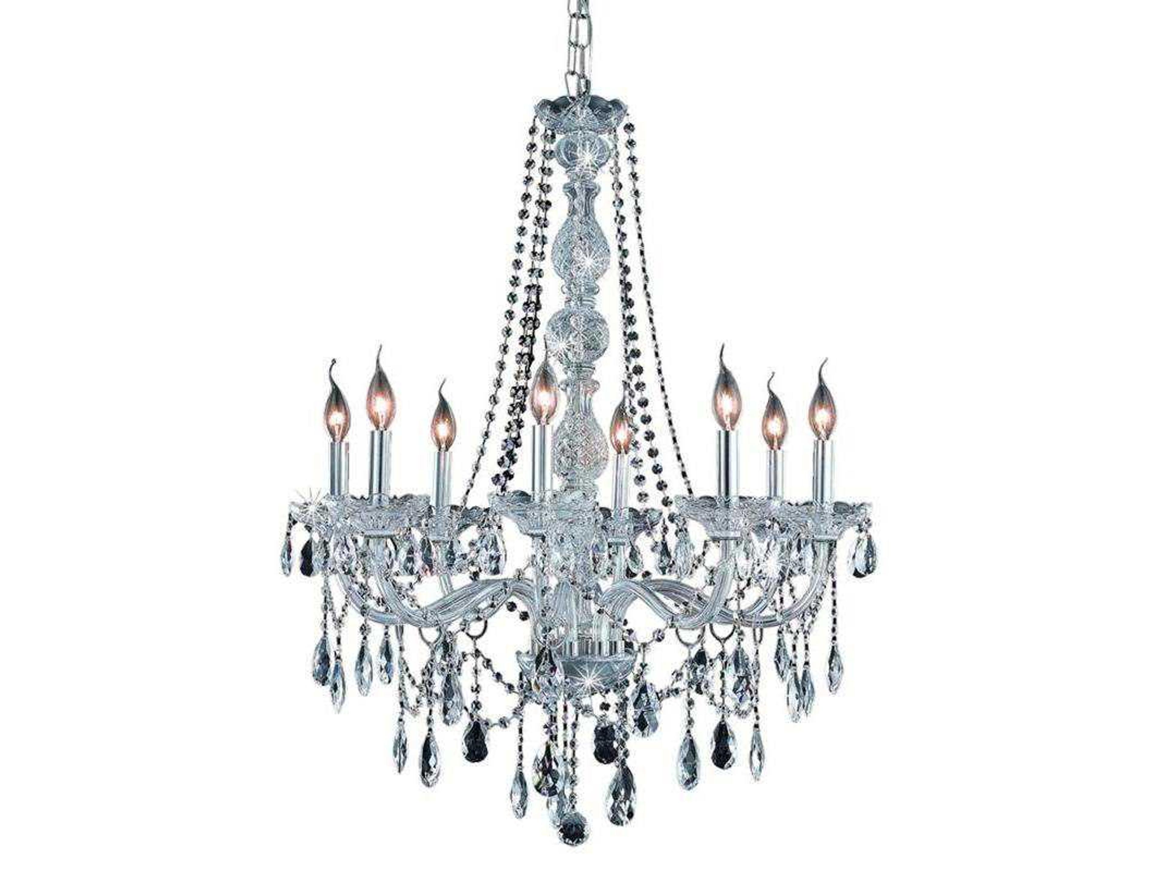Verona 8-Light Chrome Clear Crystal Glass Candelabra Chandelier