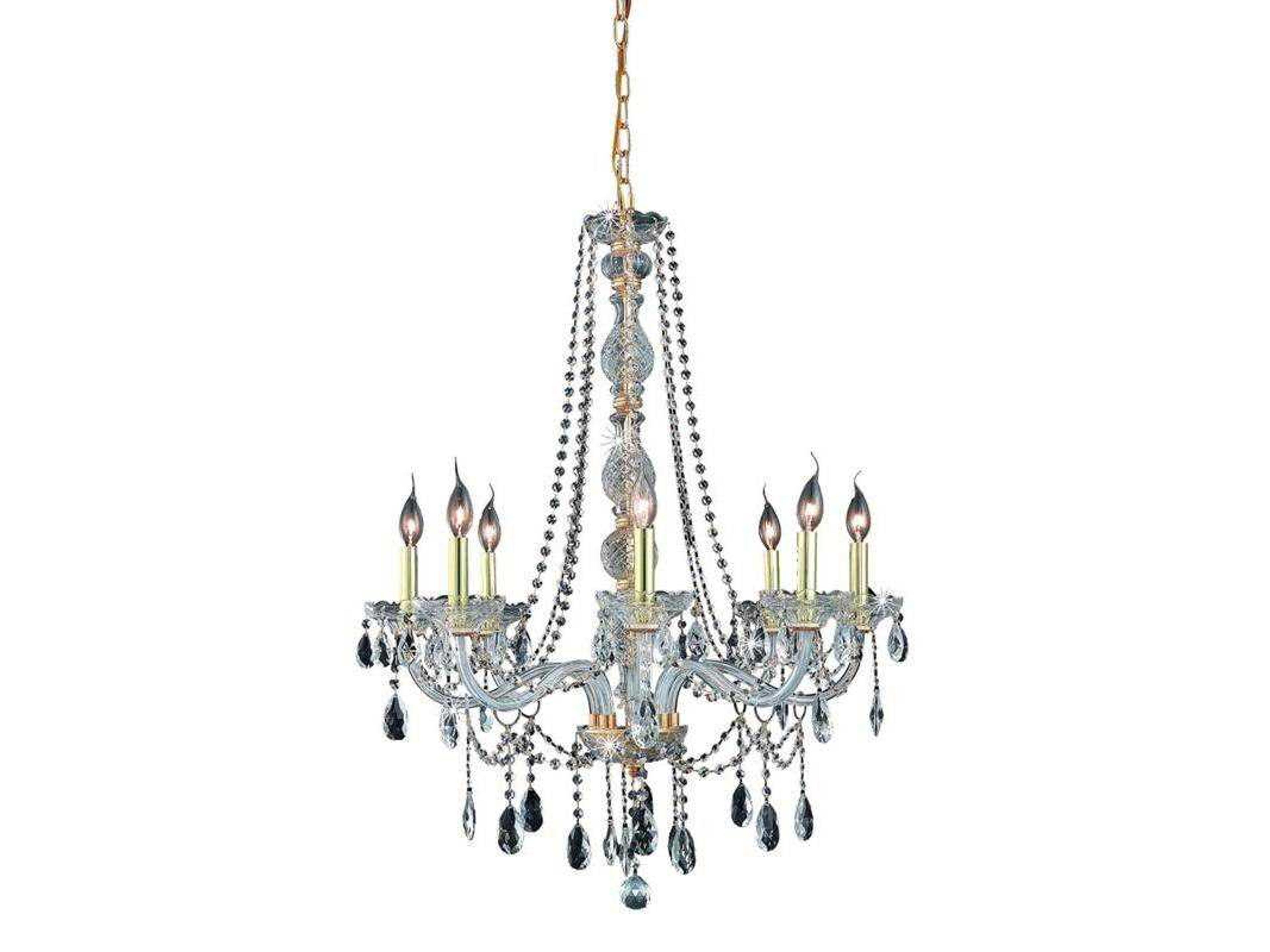 Verona 8-Light Gold Clear Crystal Glass Candelabra Chandelier