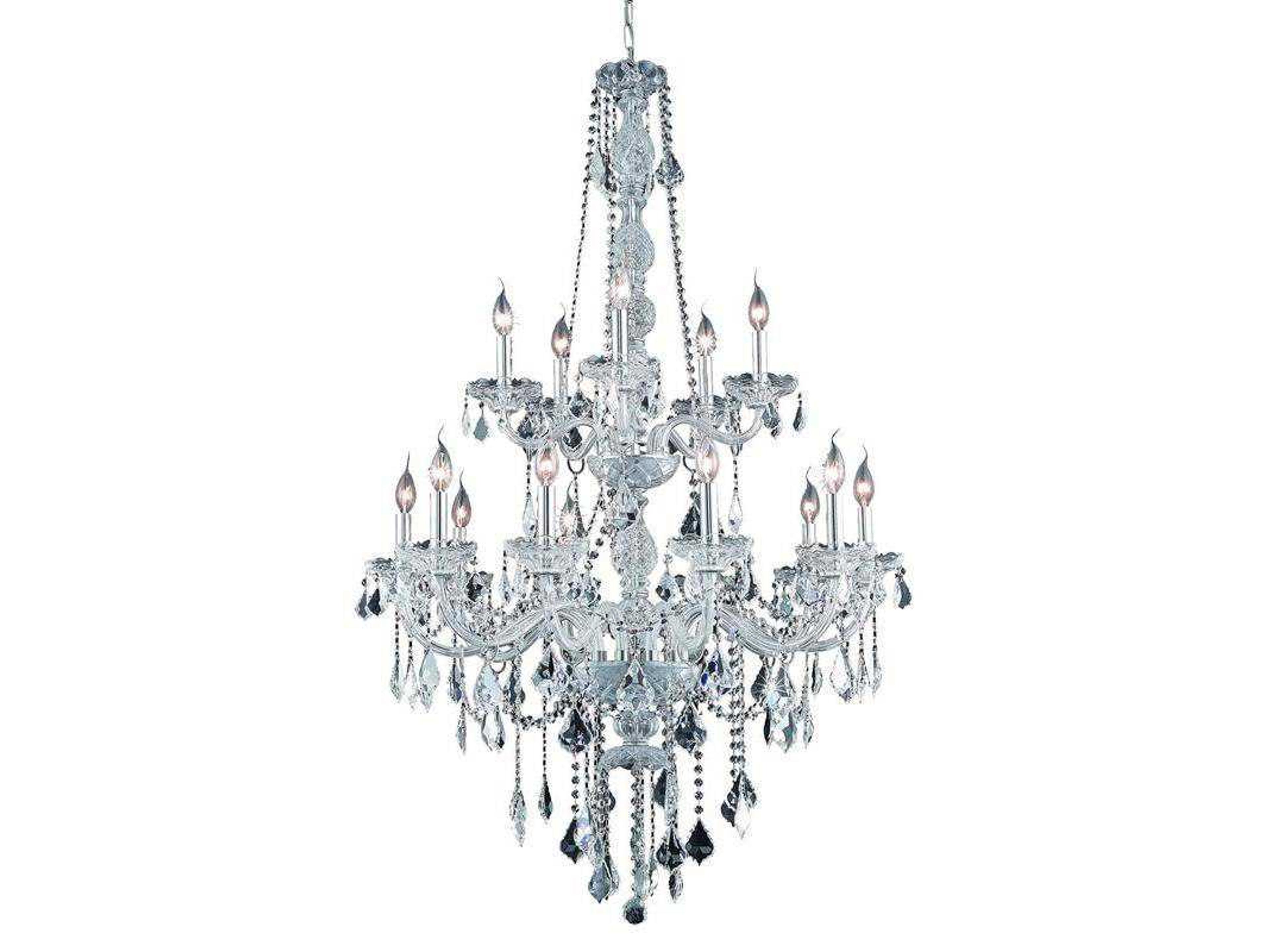 Verona 15-Light Chrome Clear Crystal Glass Candelabra Tiered Chandelier
