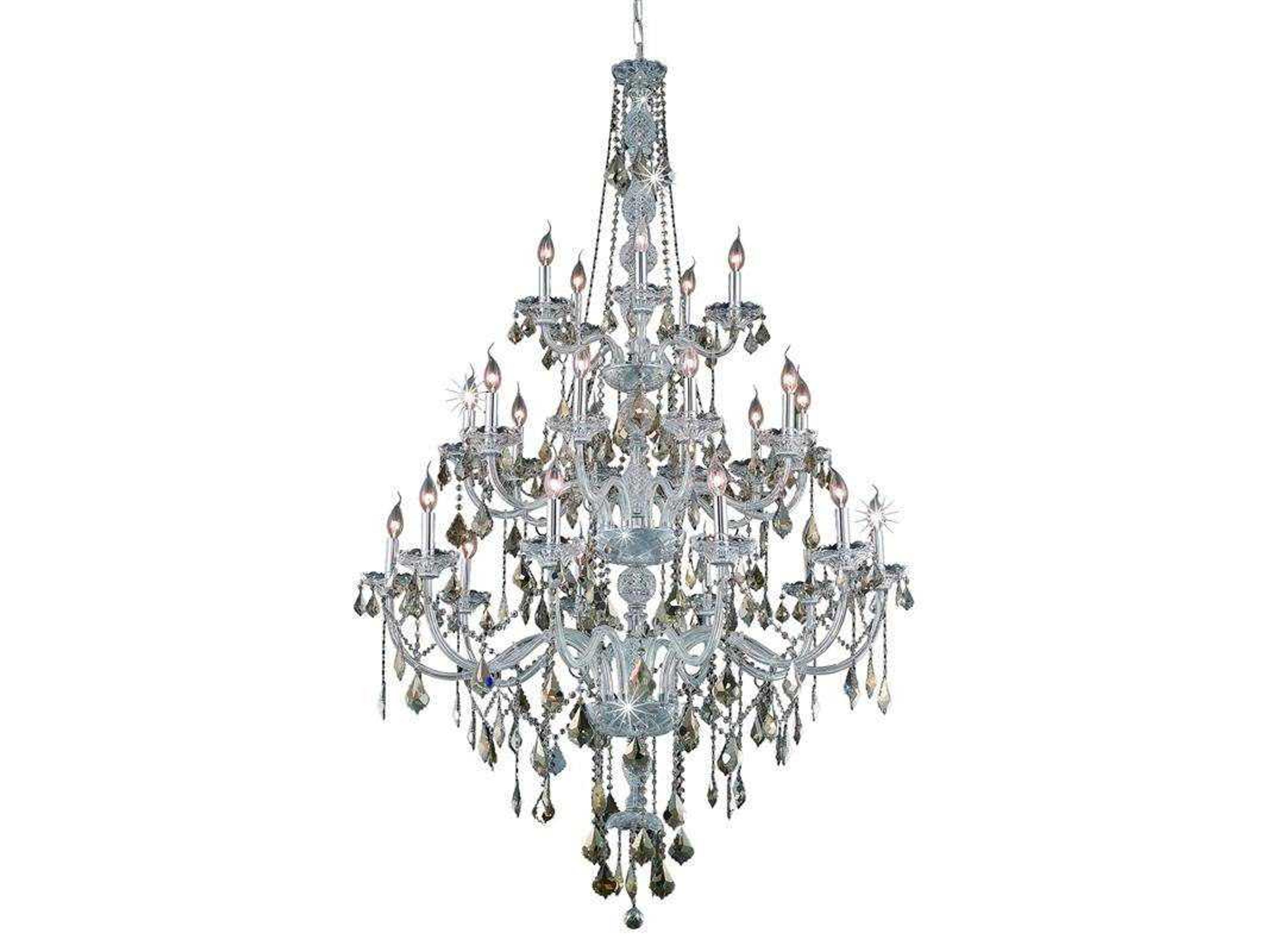 Verona 25-Light Chrome Gold Crystal Glass Candelabra Tiered Chandelier