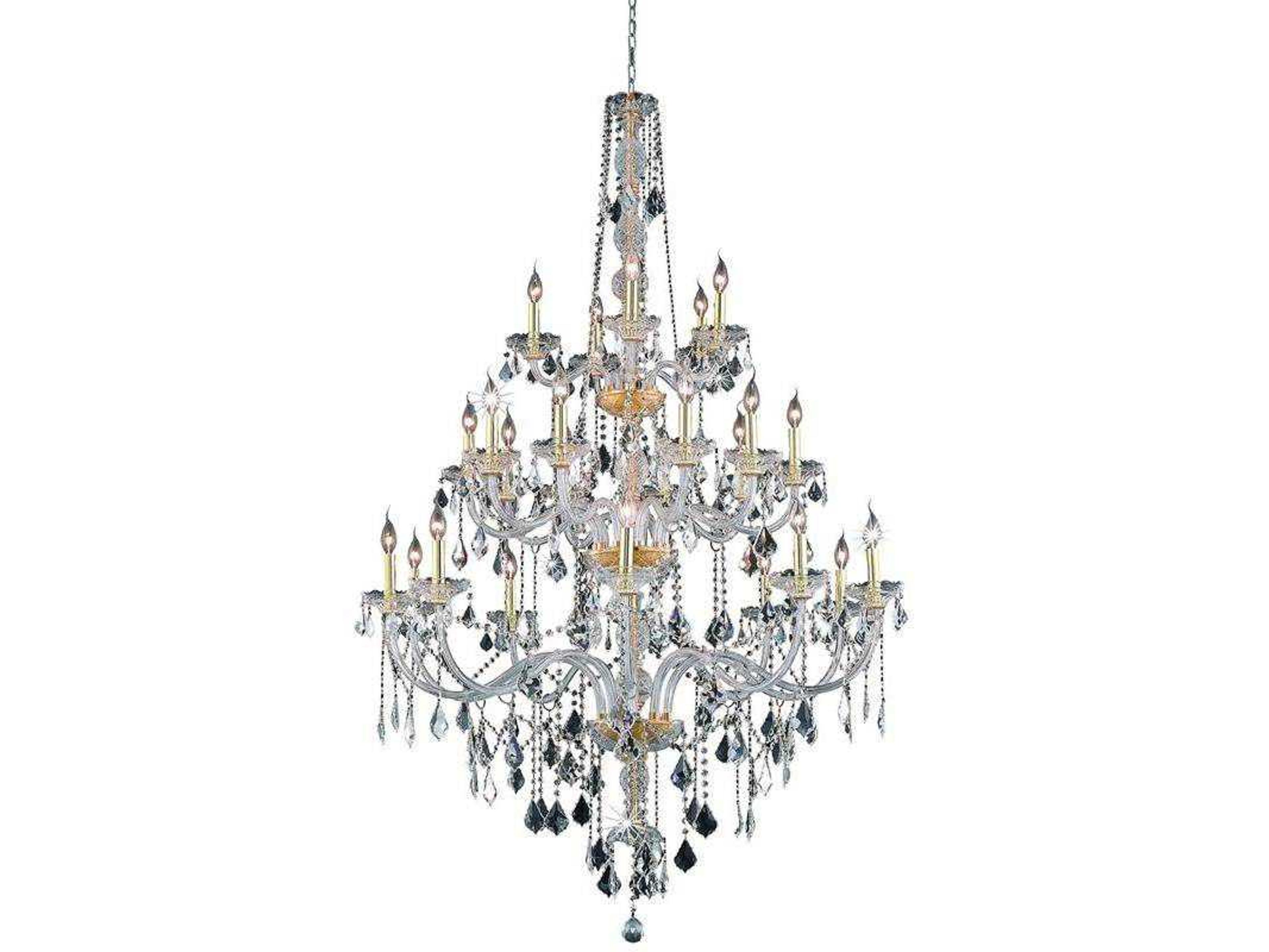 Verona 25-Light Gold Clear Crystal Glass Candelabra Tiered Chandelier