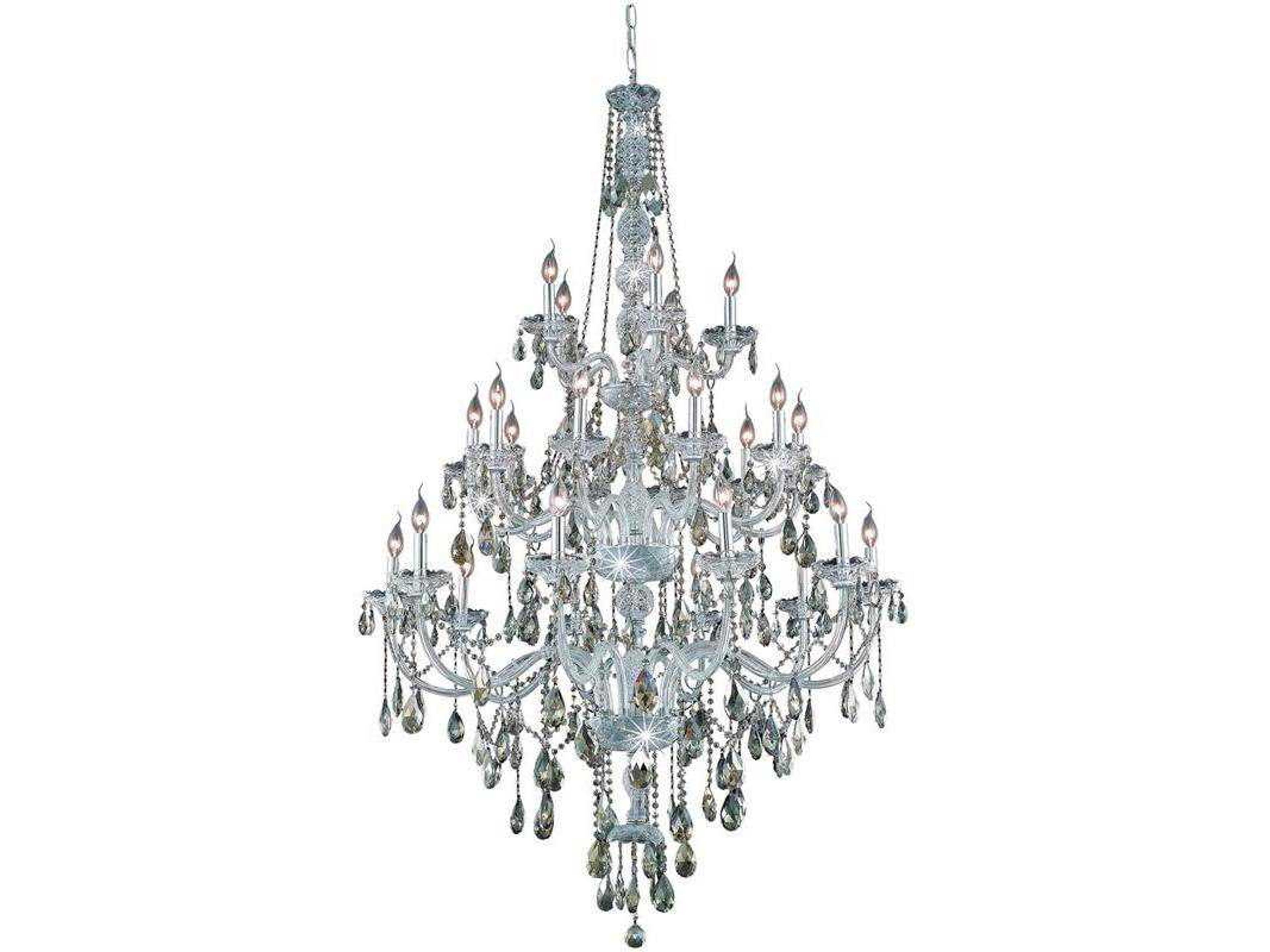 Verona 25-Light Chrome Gold Crystal Glass Candelabra Tiered Chandelier