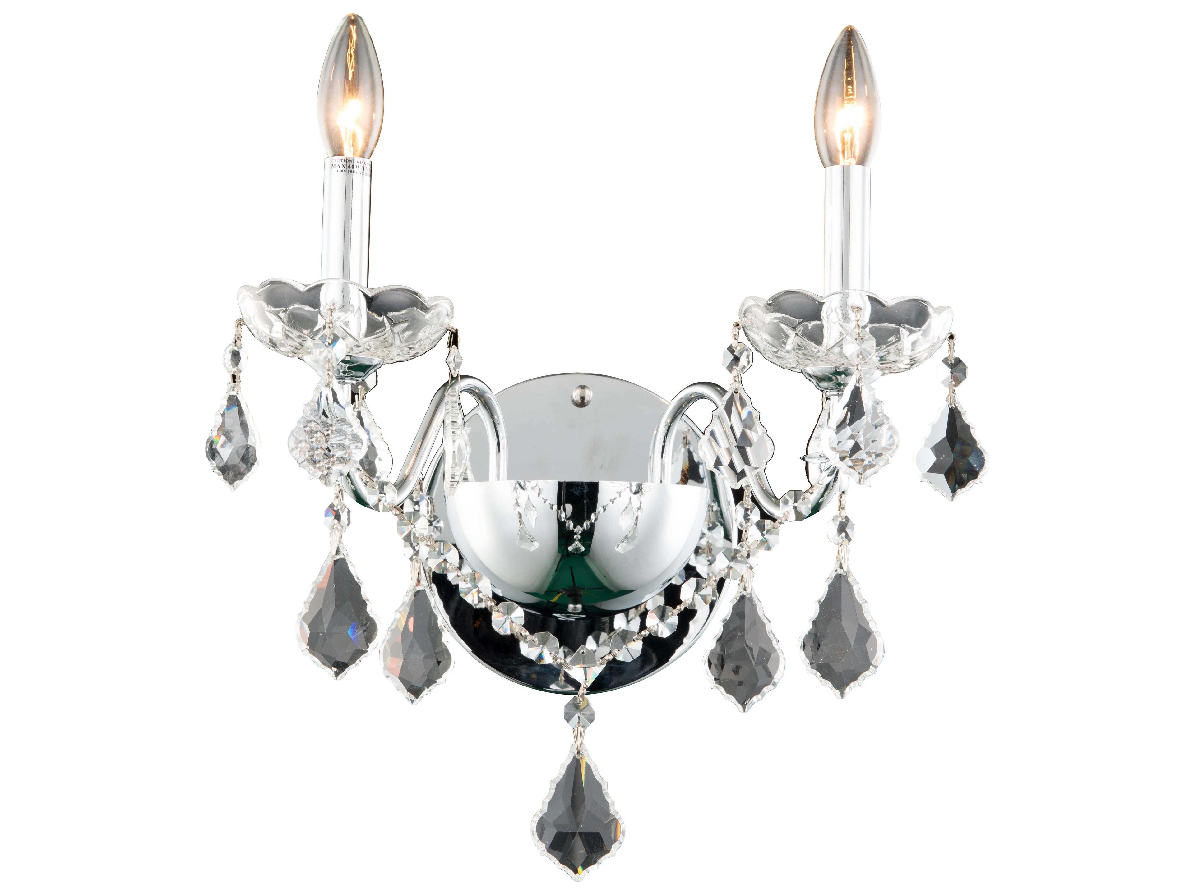 Elegant Lighting Chrome Clear Crystal Wall Sconce