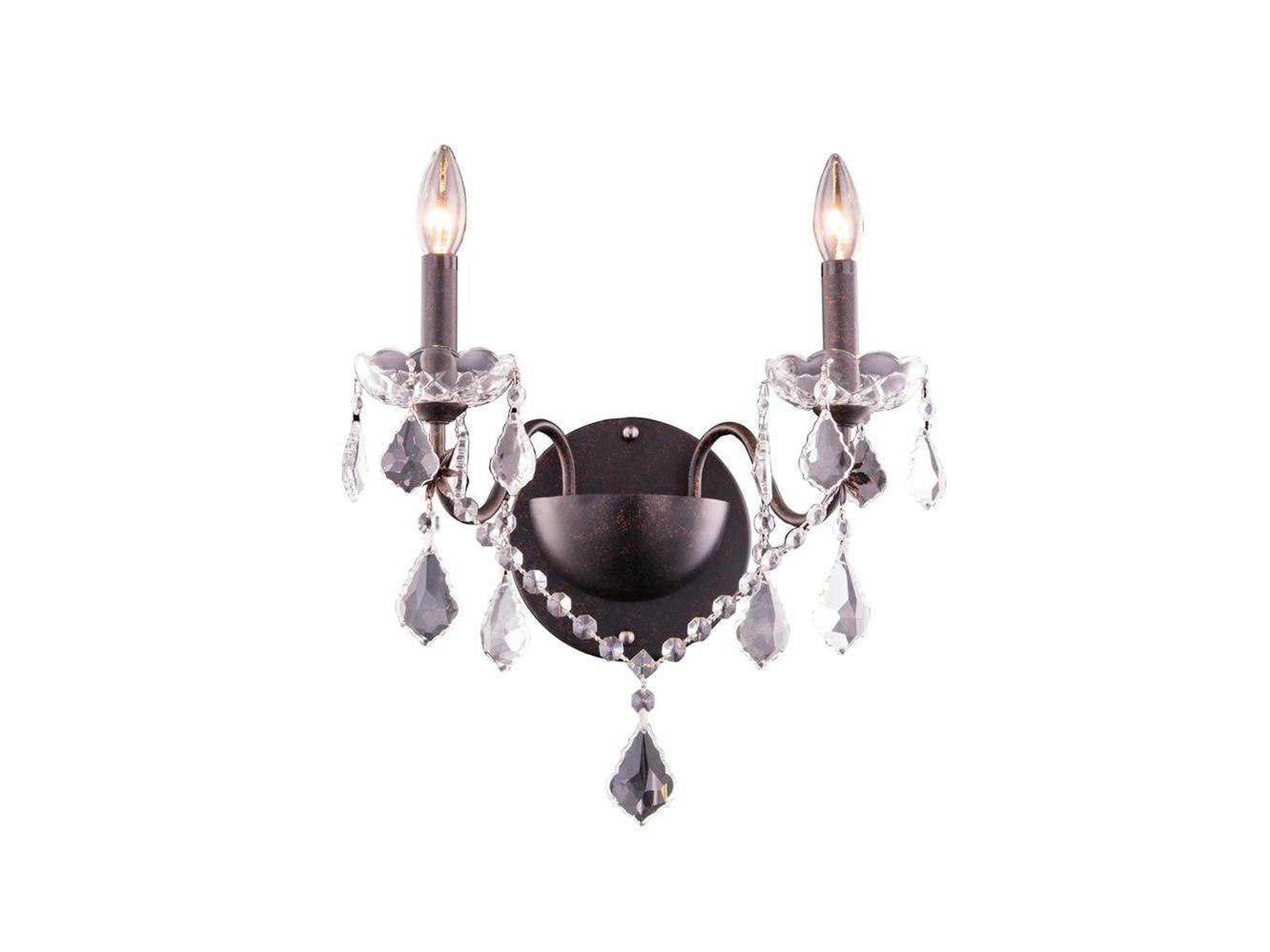 Elegant Lighting Dark Bronze Clear Crystal Wall Sconce