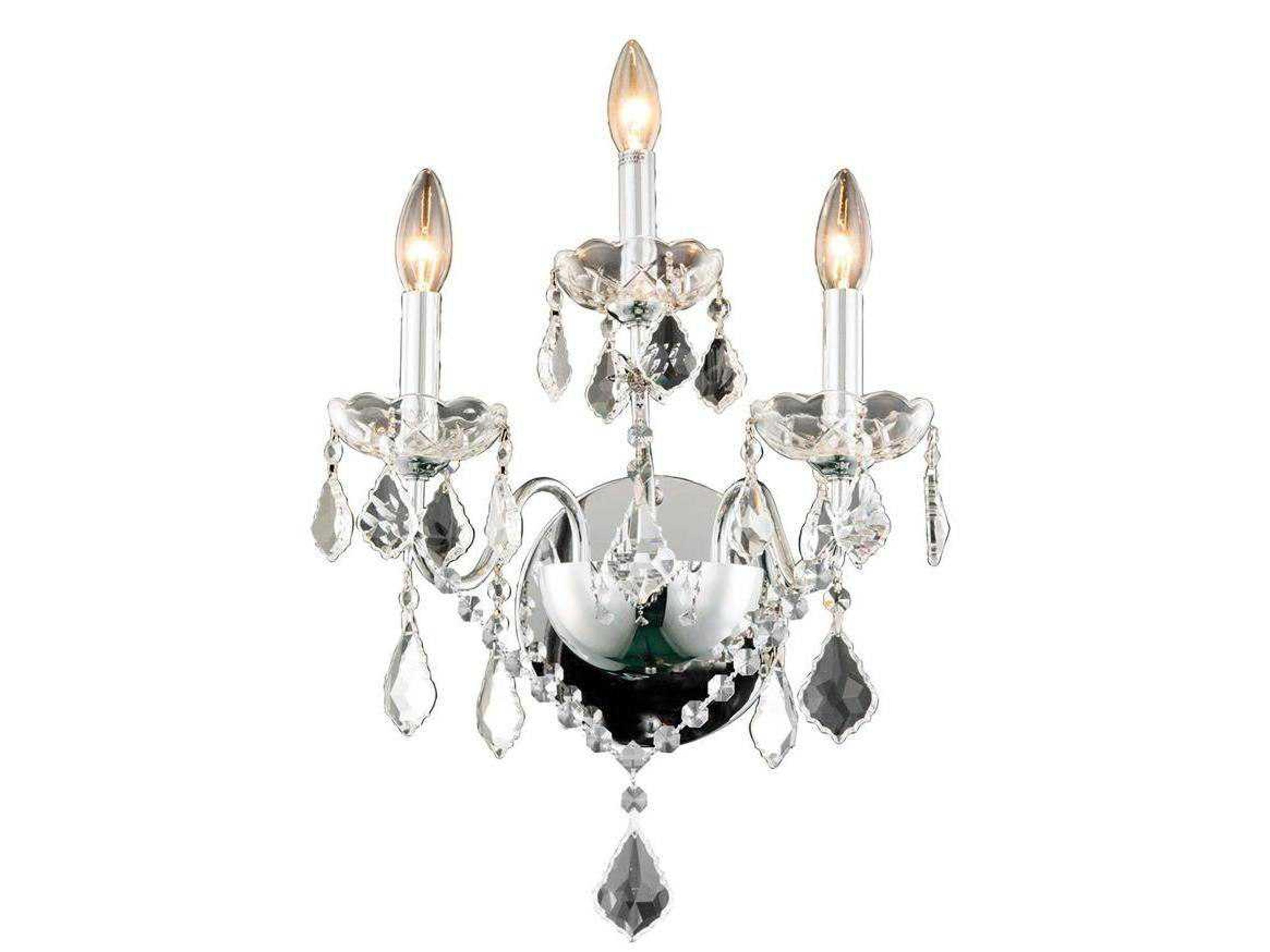 Elegant Lighting Chrome Clear Crystal Wall Sconce