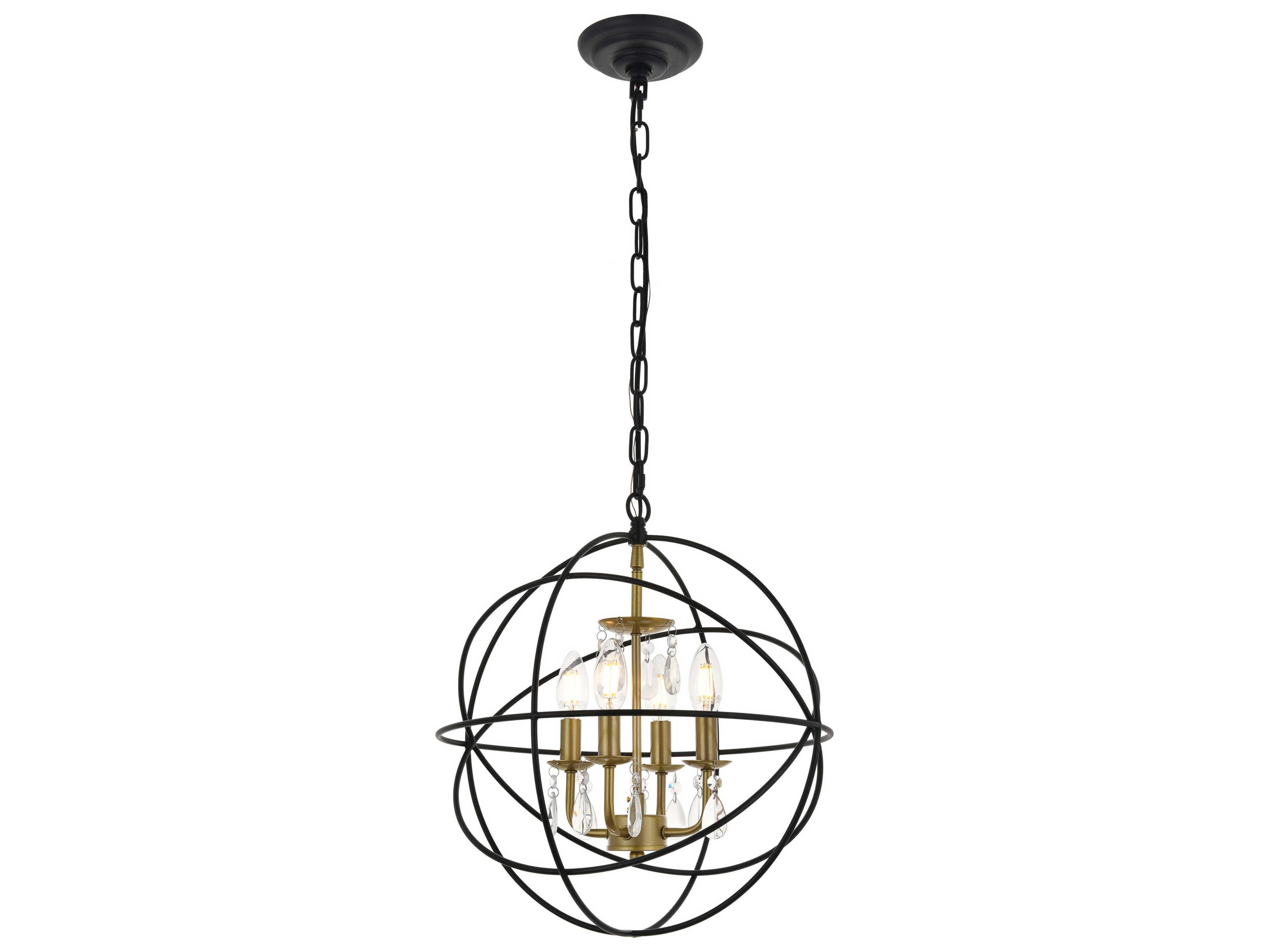 Wallace 4-Light Black Crystal Candelabra Geometric Chandelier