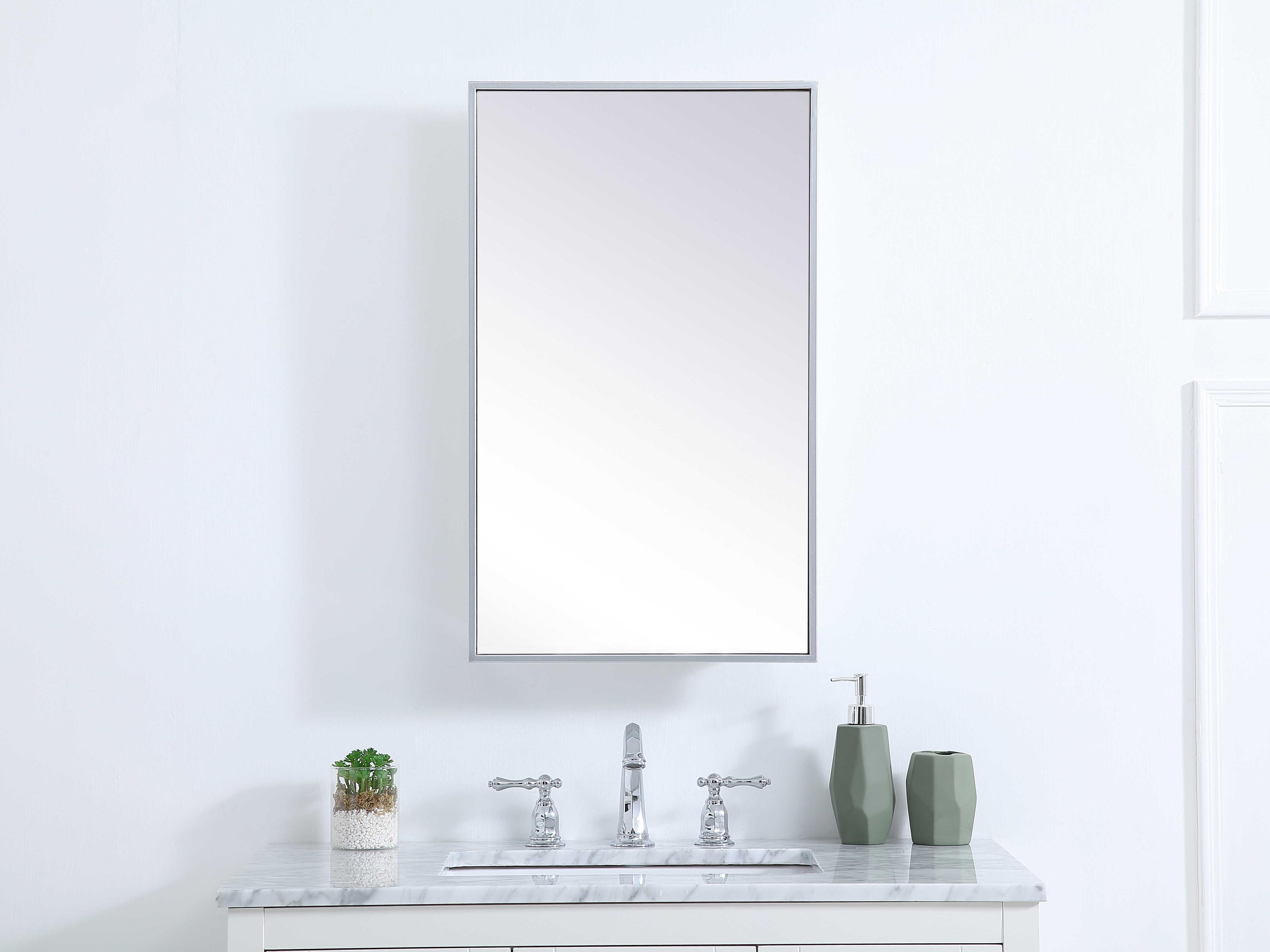 Elegant Lighting Wyn Silver Rectangular Medicine Cabinet Wall Mirror