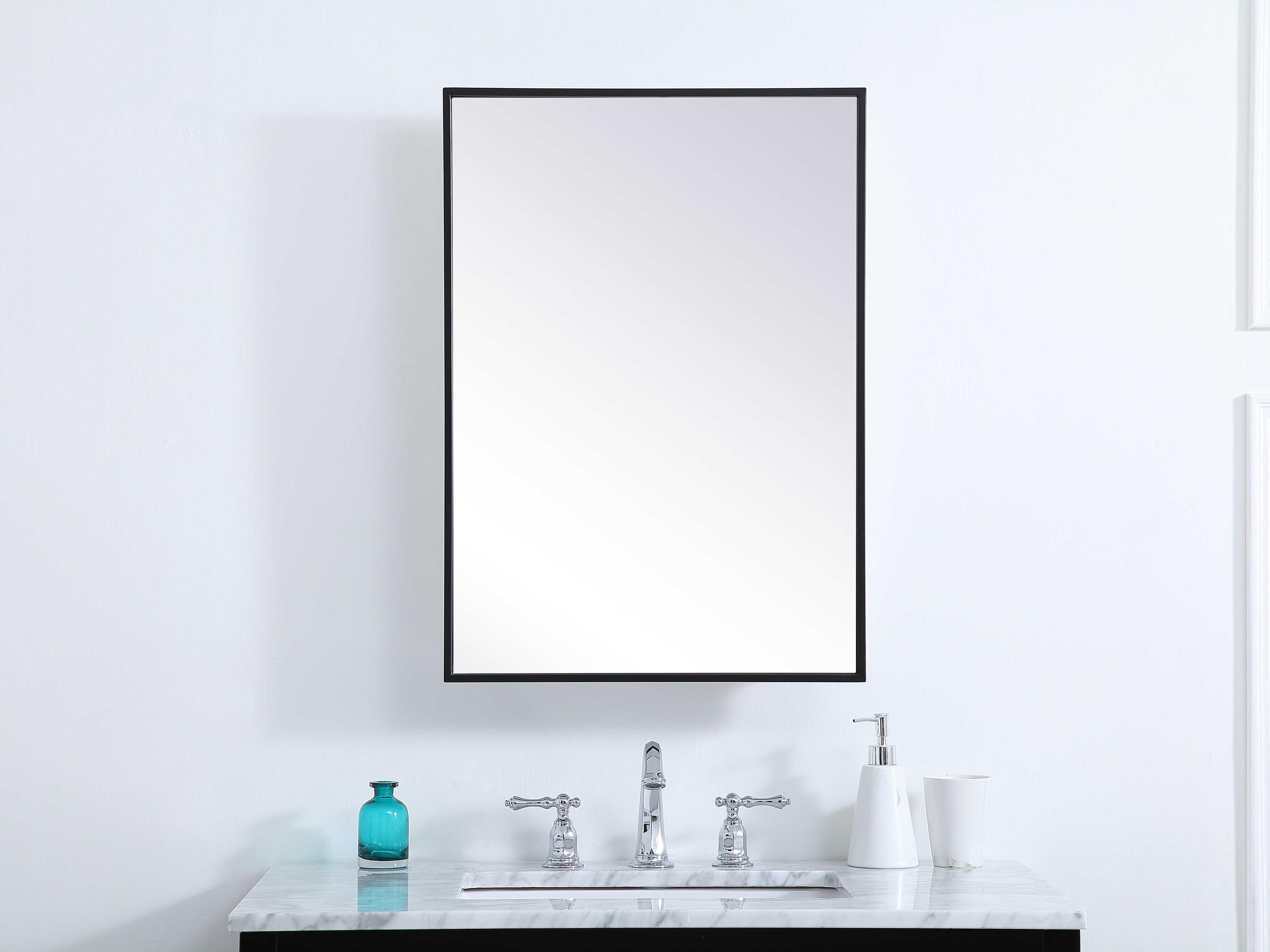 Elegant Lighting Wyn Black Rectangular Medicine Cabinet Wall Mirror