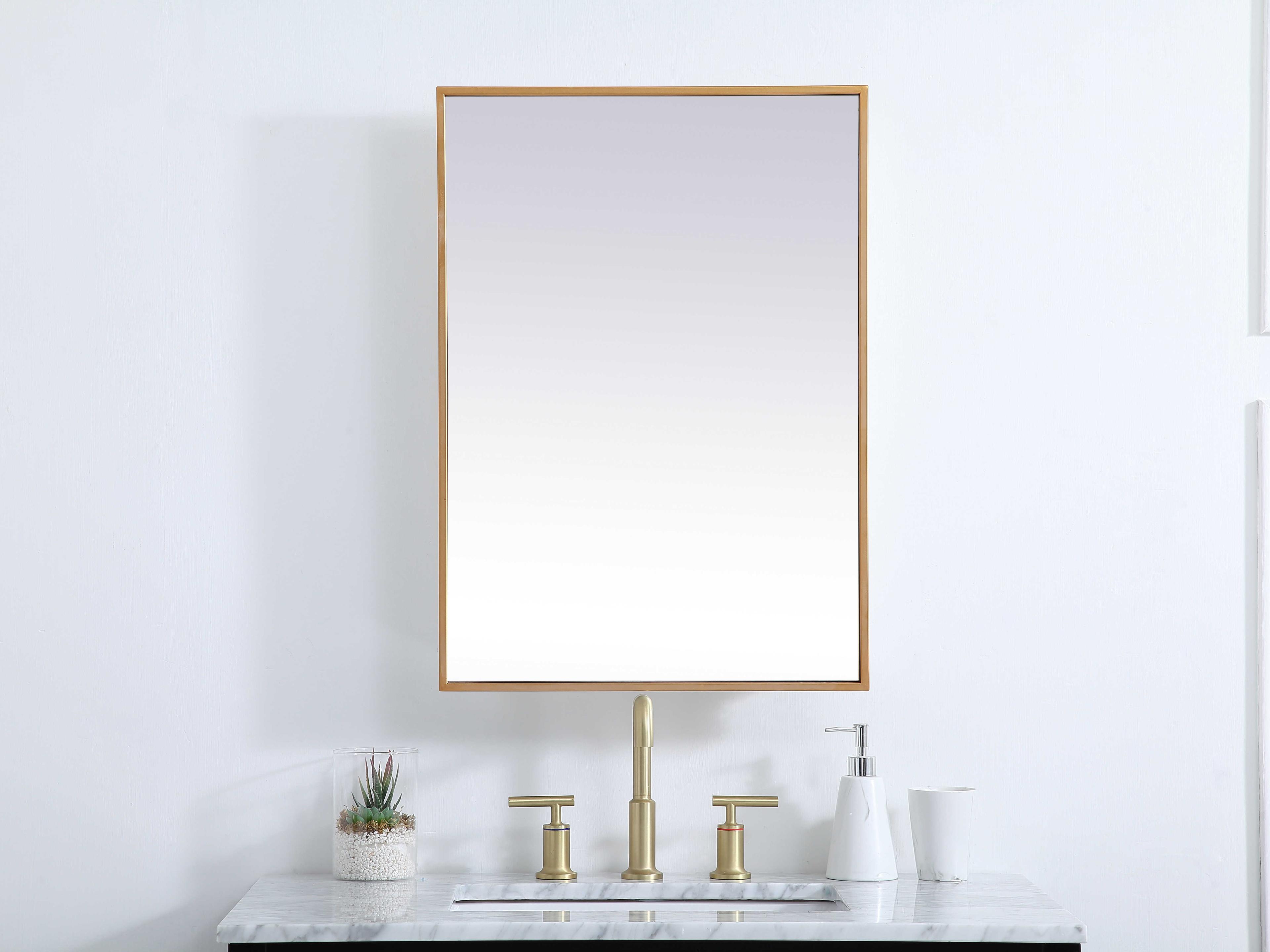 Elegant Lighting Wyn Brass Rectangular Wall Mirror