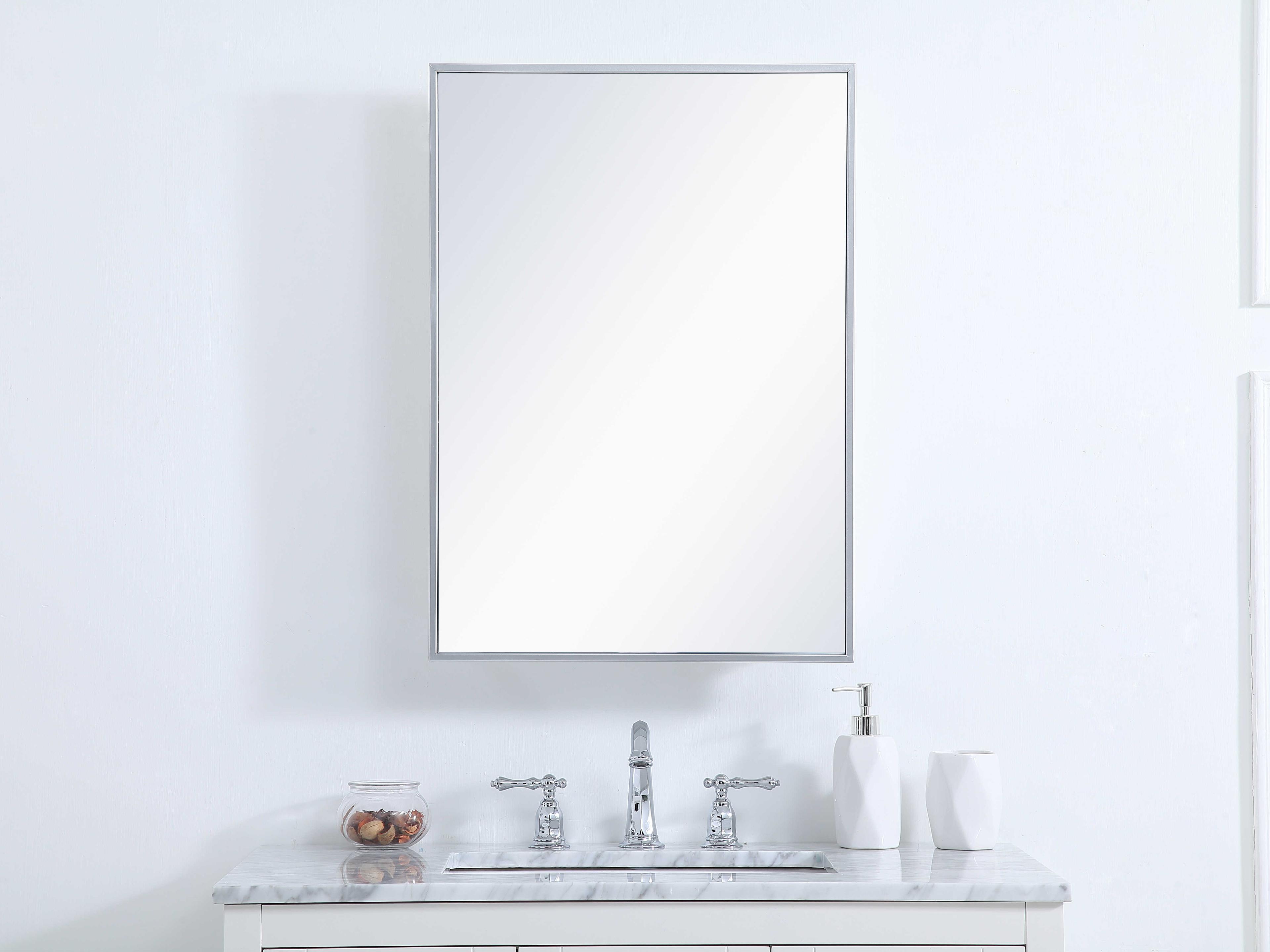 Elegant Lighting Wyn Silver Rectangular Medicine Cabinet Wall Mirror