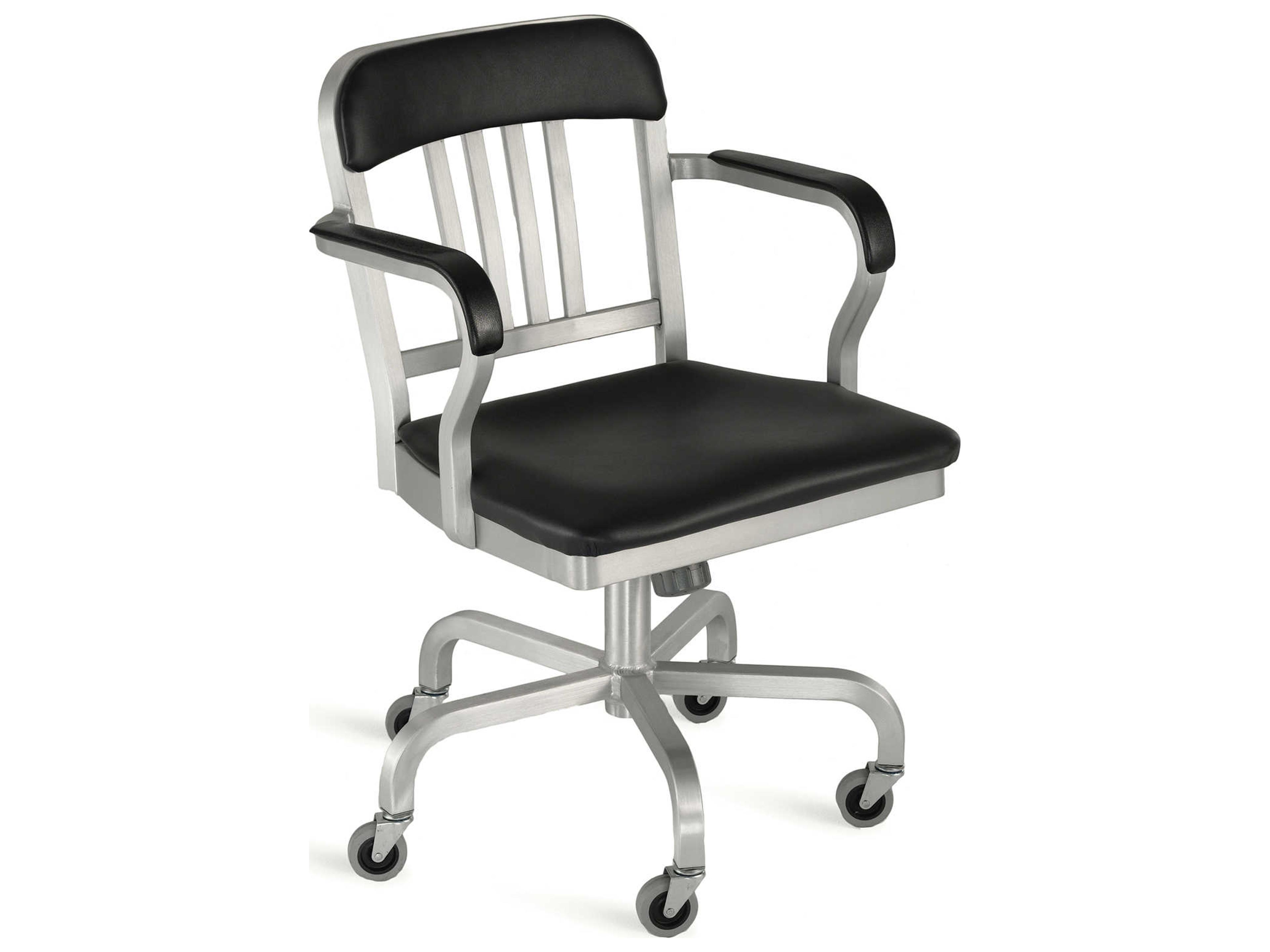 Navy Black Leather Swivel Computer Office Chair