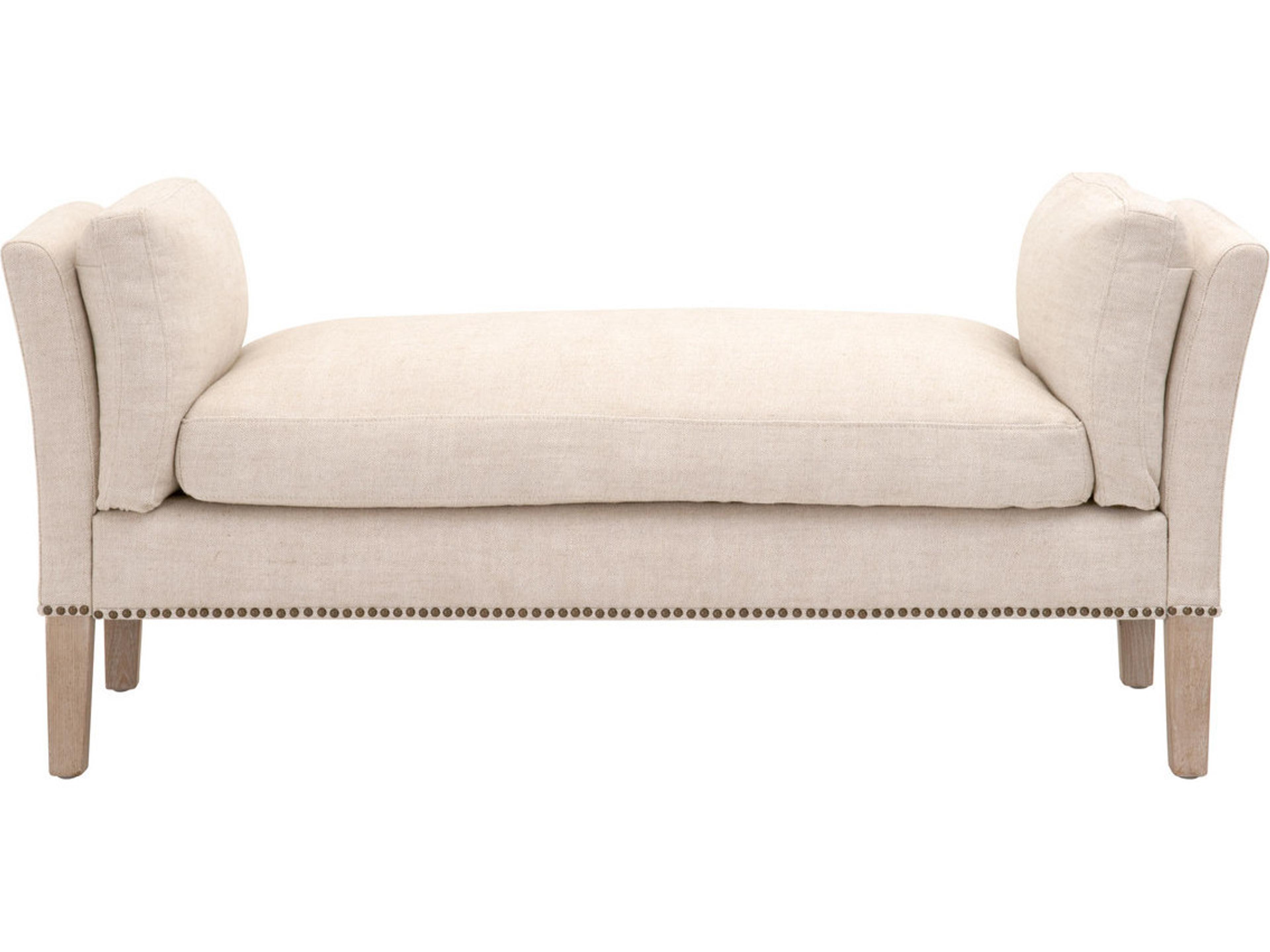 Luxecor Respite French Linen Natural Gray Beige Upholstered Accent Bench