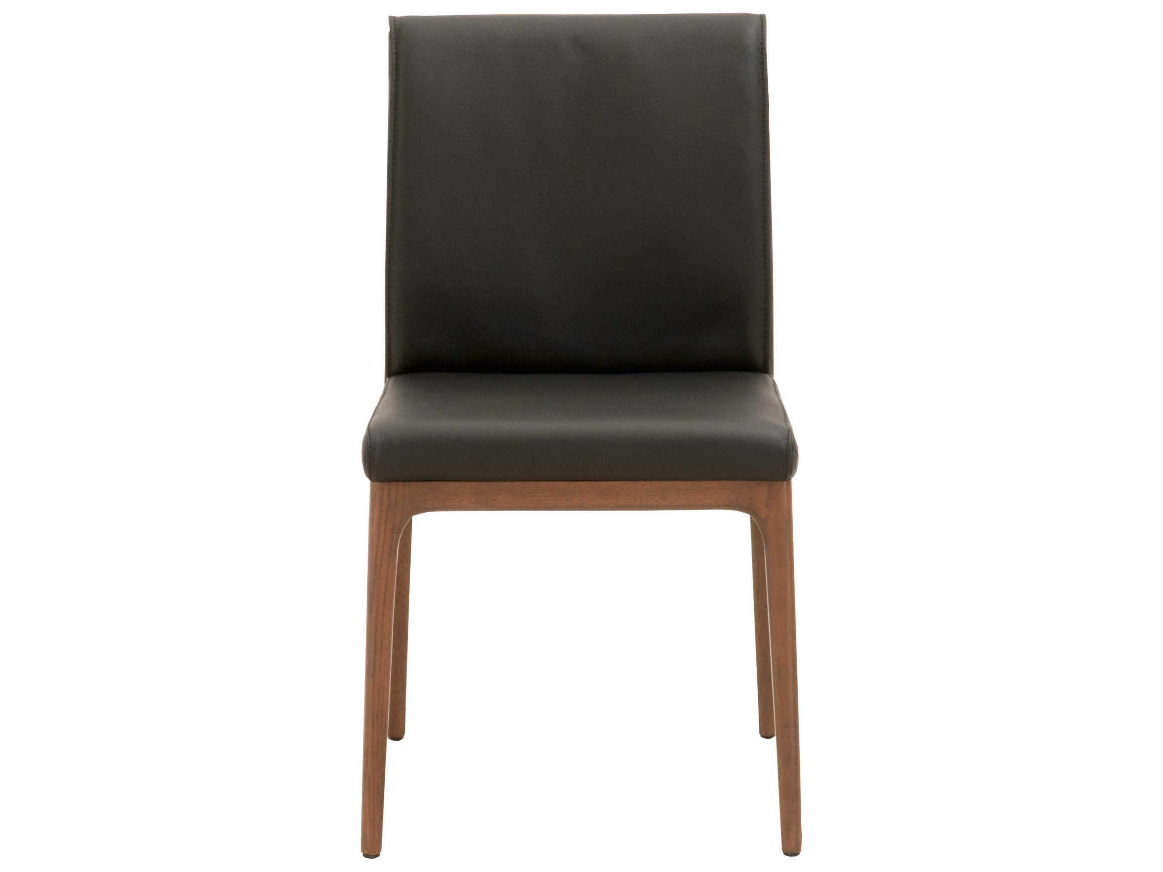 Luxecor Respite Leather Oak Wood Brown Upholstered Side Dining Chair Set of 2