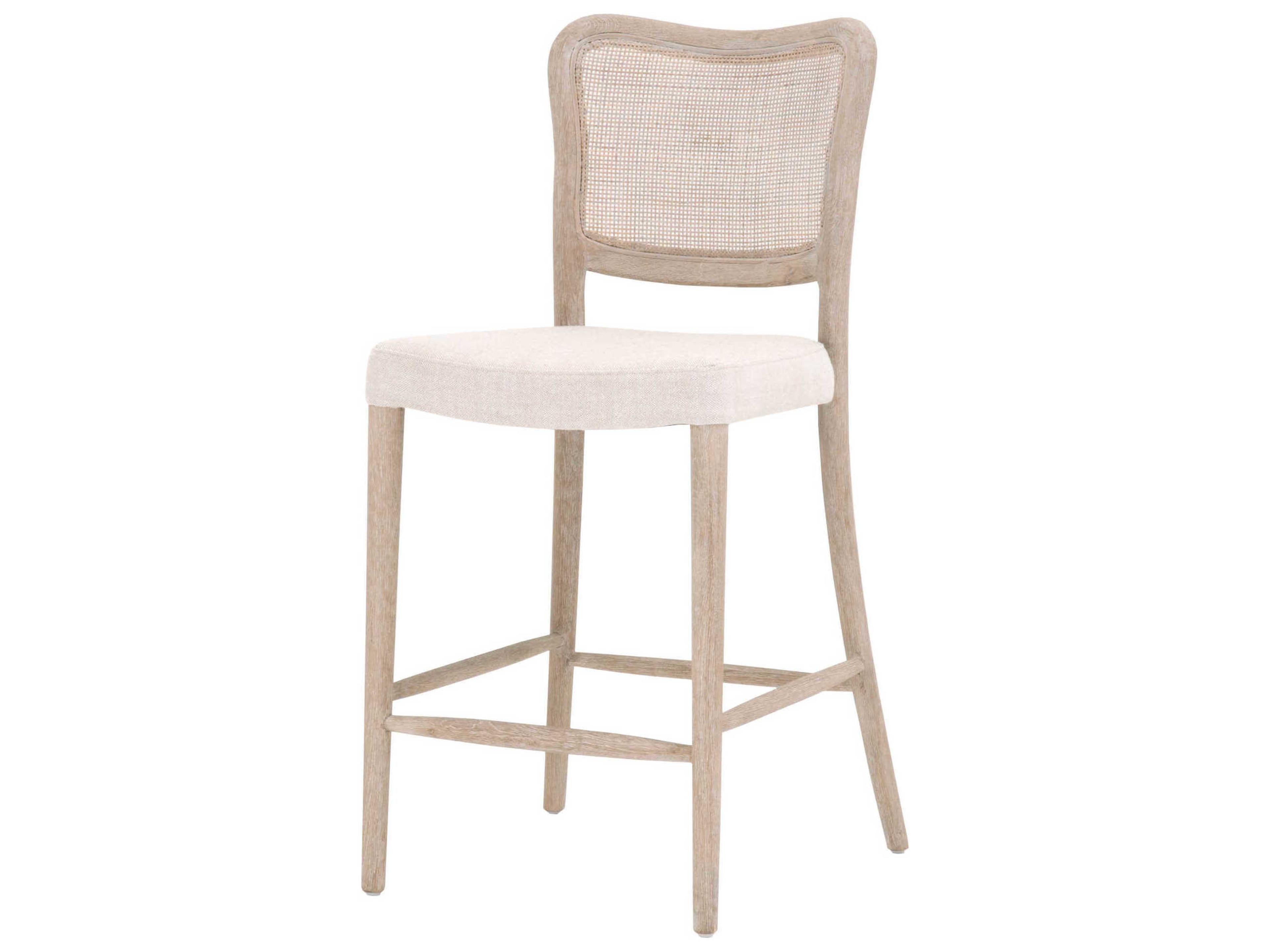 Stitch & Hand Cela Upholstered Oak Wood Bisque Natural Gray Counter Stool