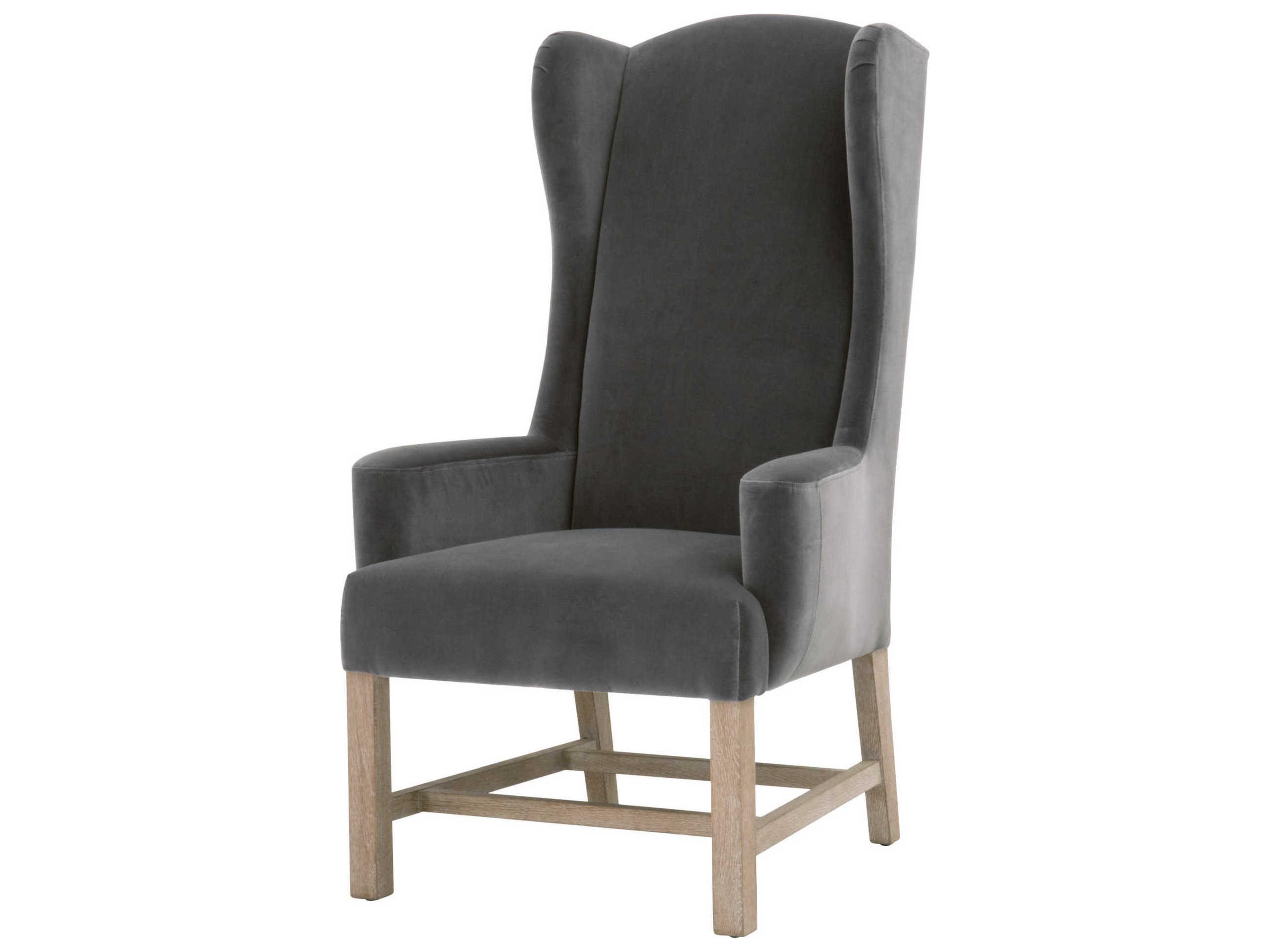 Luxecor Stitch & Hand Bennett Oak Wood Gray Upholstered Arm Dining Chair