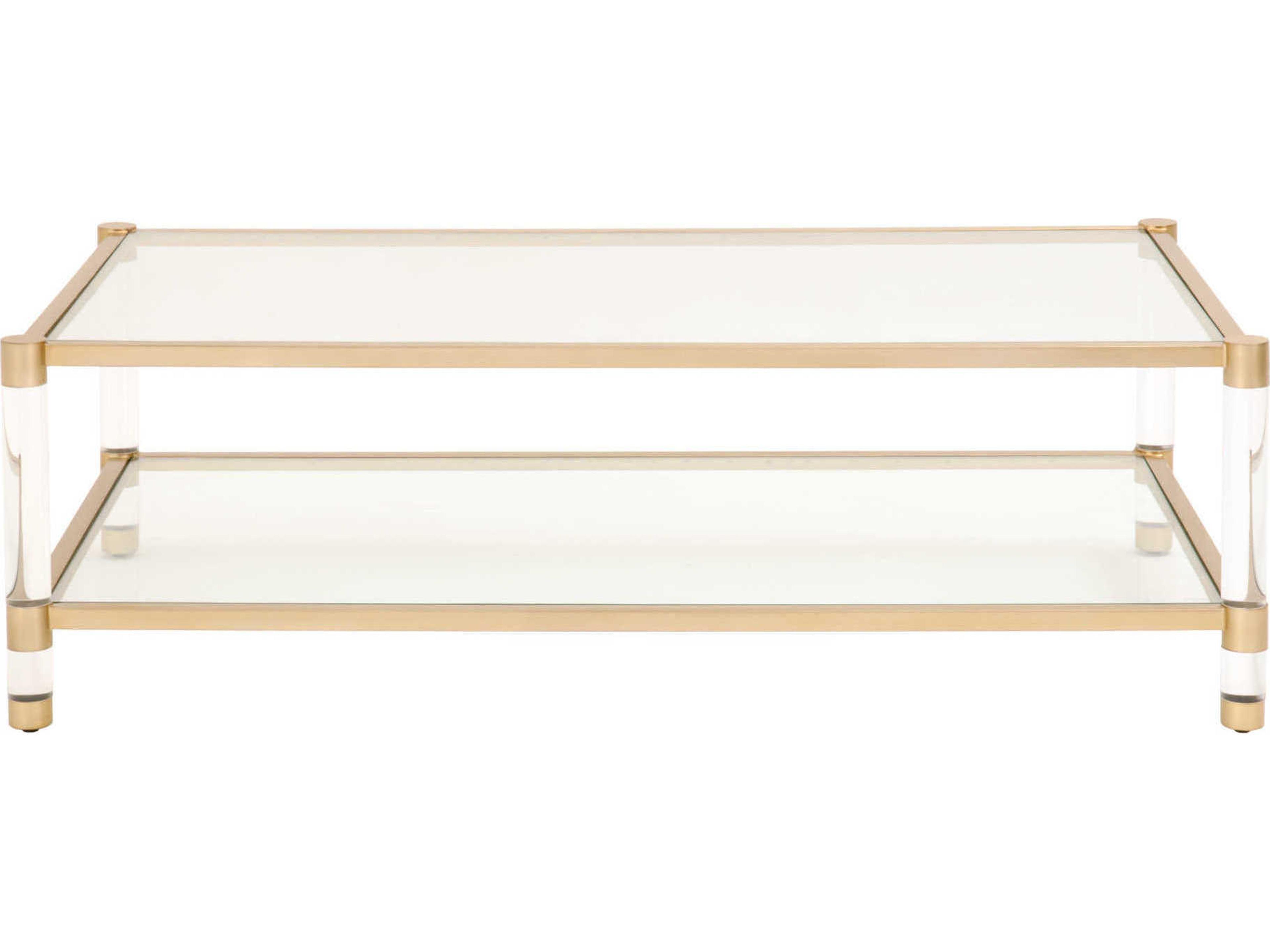 Luxecor Respite Rectangular Glass Brass Clear Coffee Table