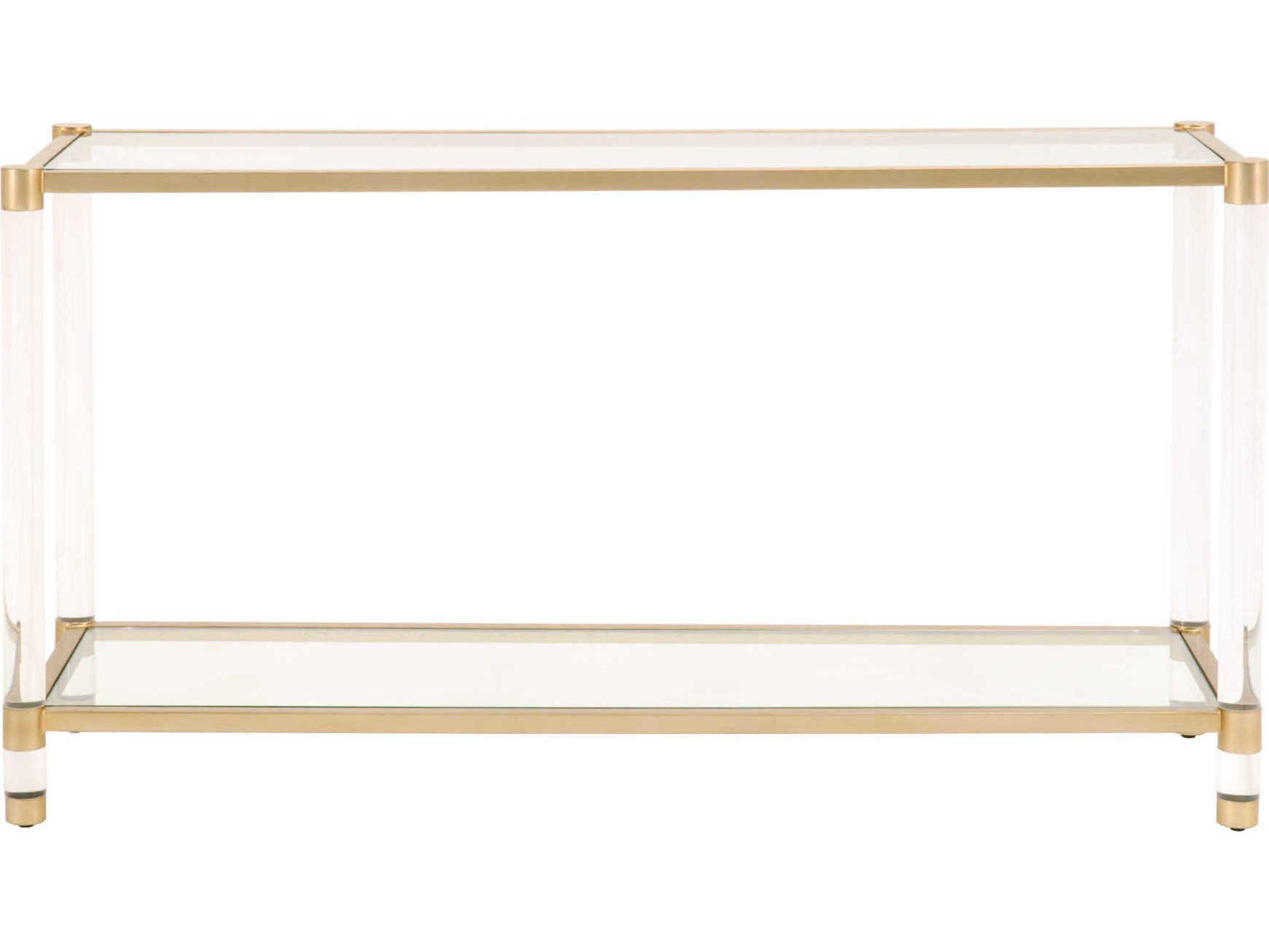 Luxecor Respite Rectangular Glass Brass Clear Console Table