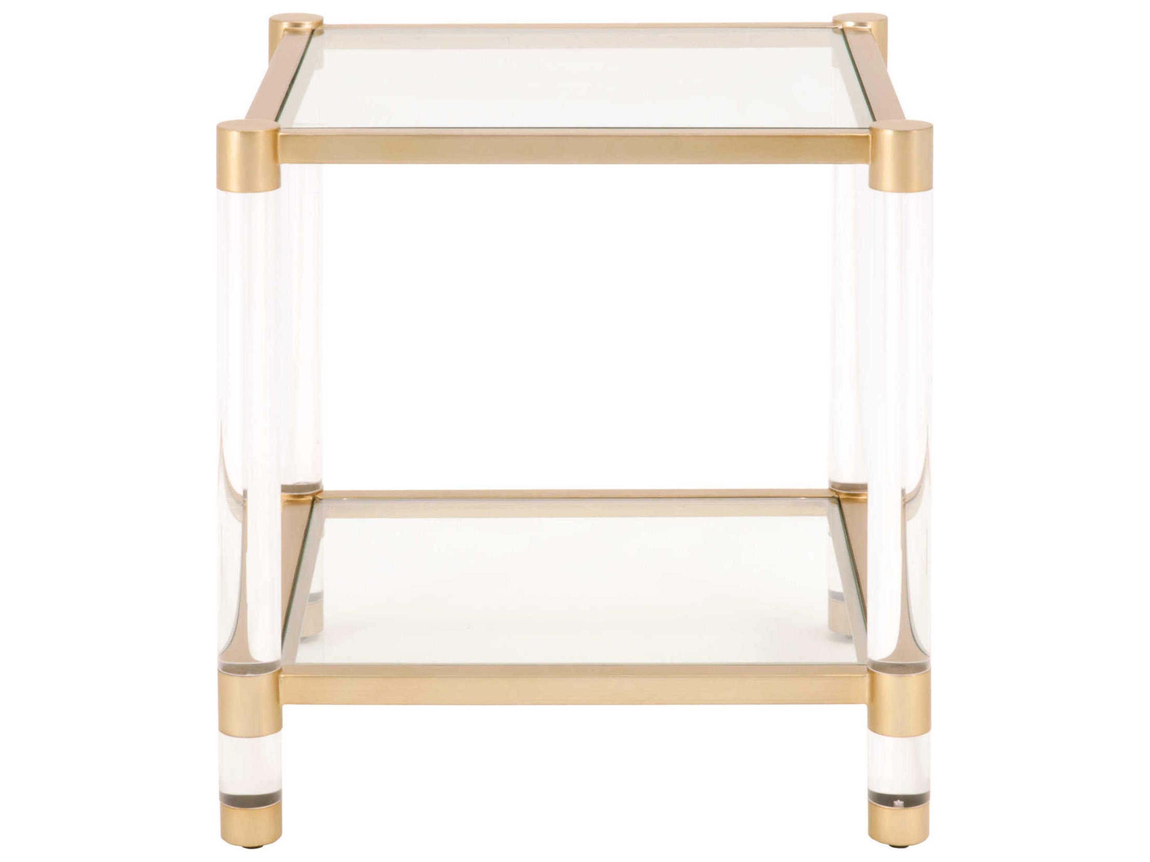 Essentials for Living Traditions Nouveau Square Glass Brass Clear End Table