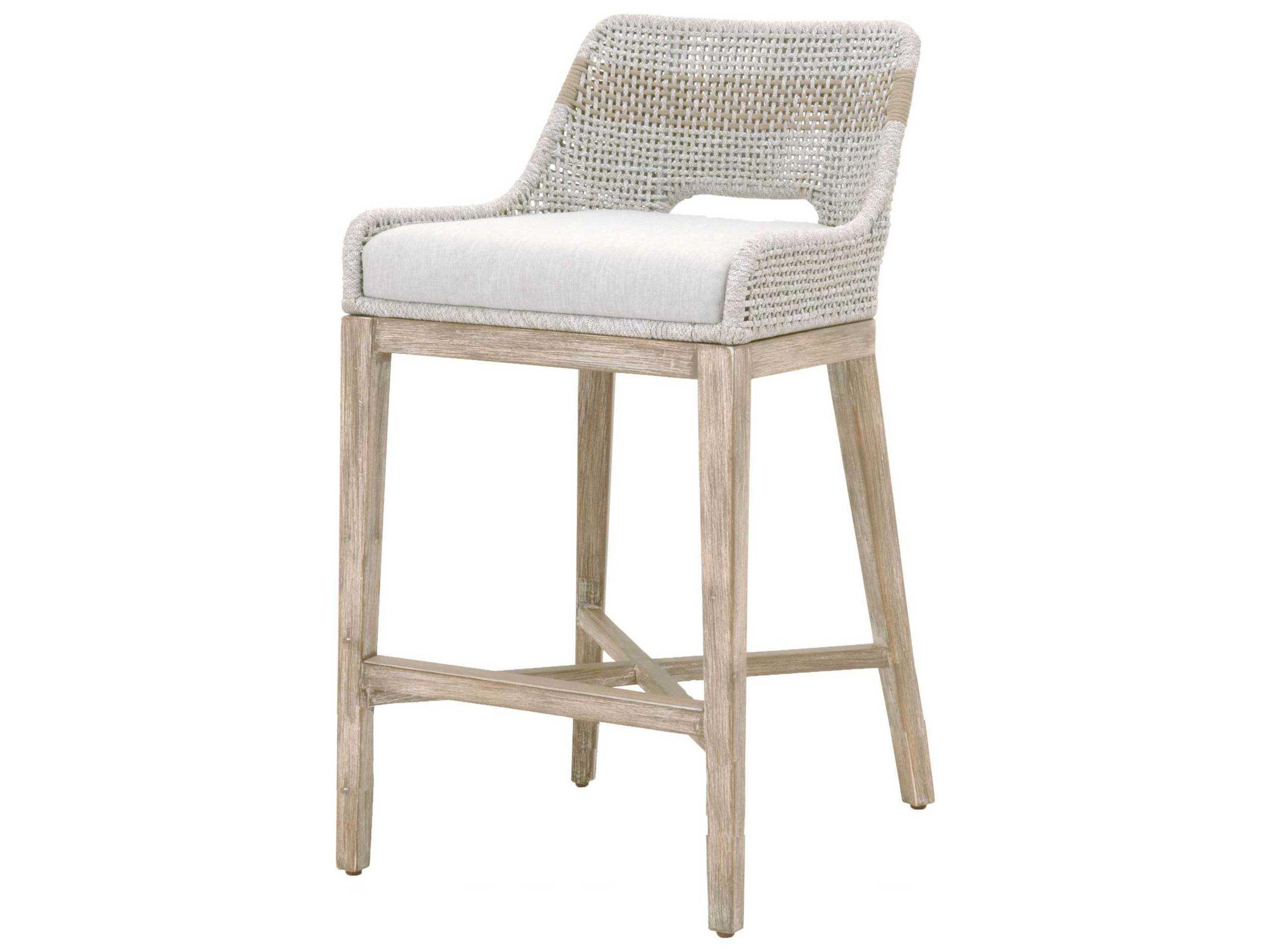 Woven Tapestry Barstool in Polyolefin Rope and Natural Gray Mahogany