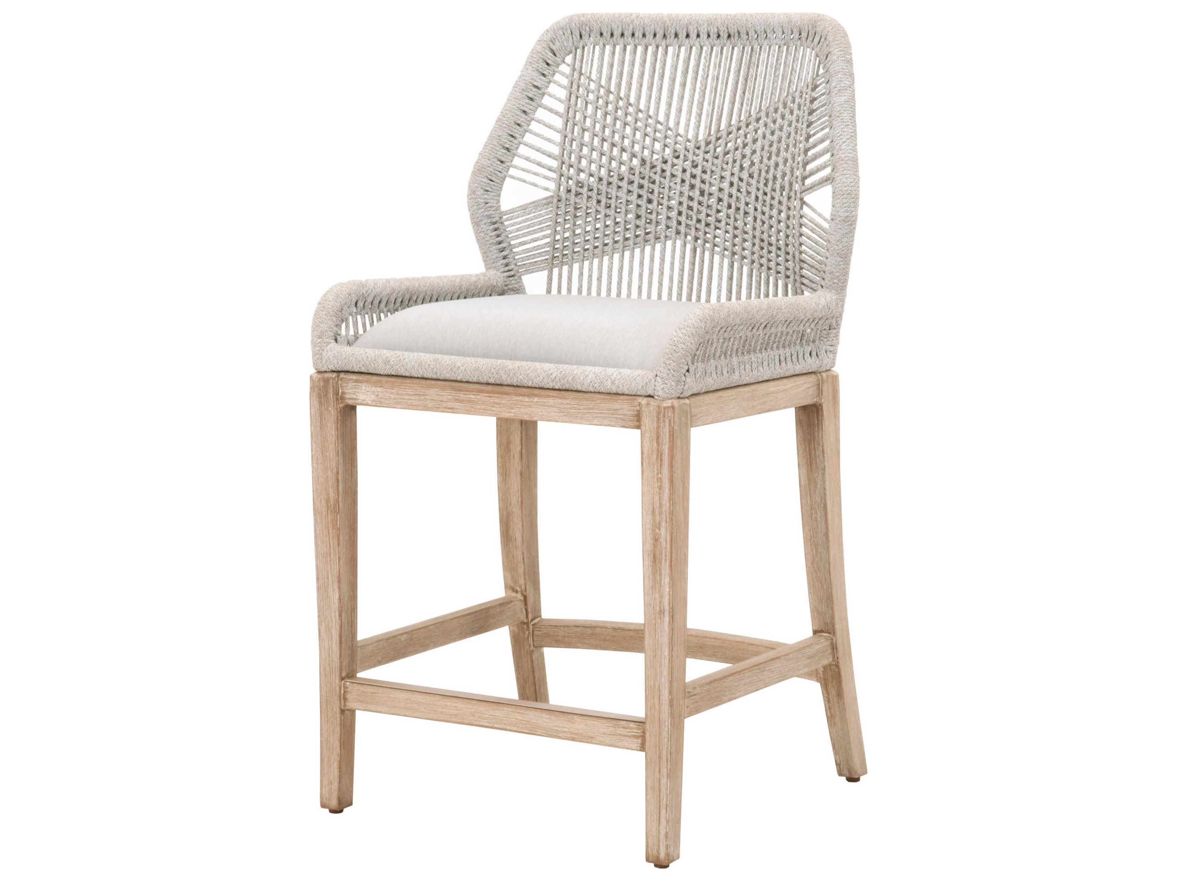 Woven Loom Counter Stool in Natural Gray Mahogany and Performance Pumice
