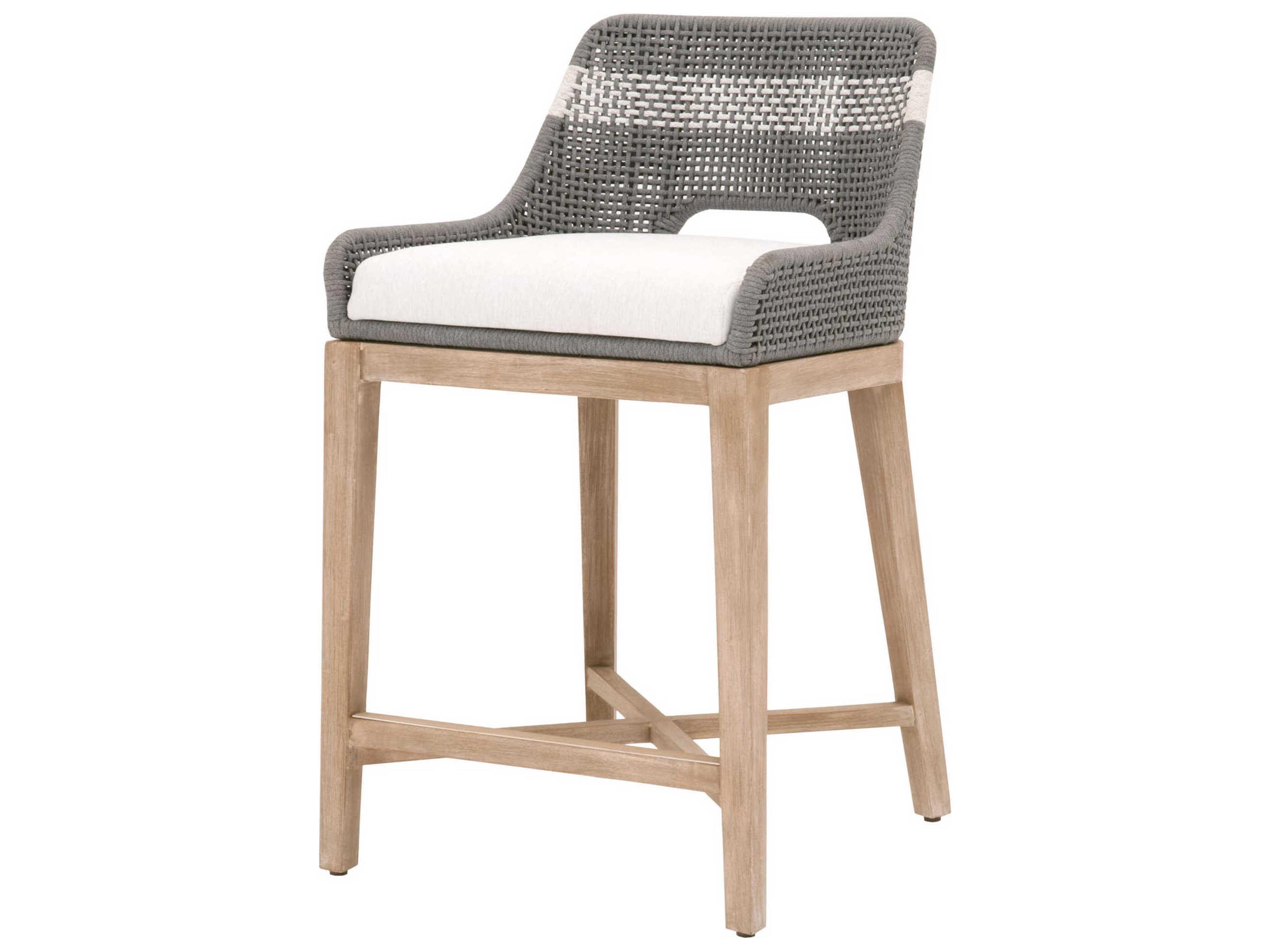 Tapestry Woven Rope Counter Stool in Dove White Speckle and Natural Gray
