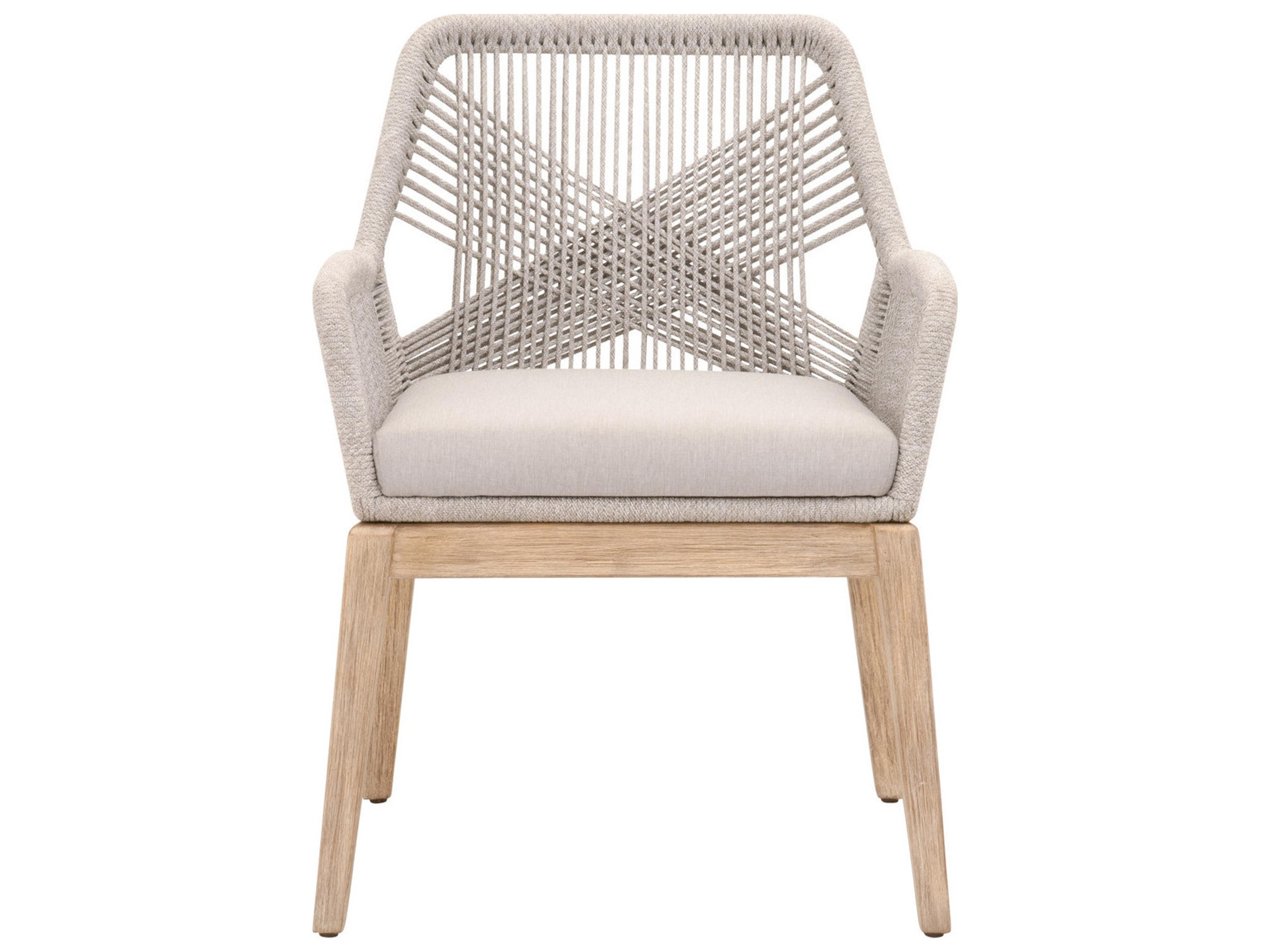 Luxecor Respite Mahogany Wood Gray Upholstered Arm Dining Chair Set of 2