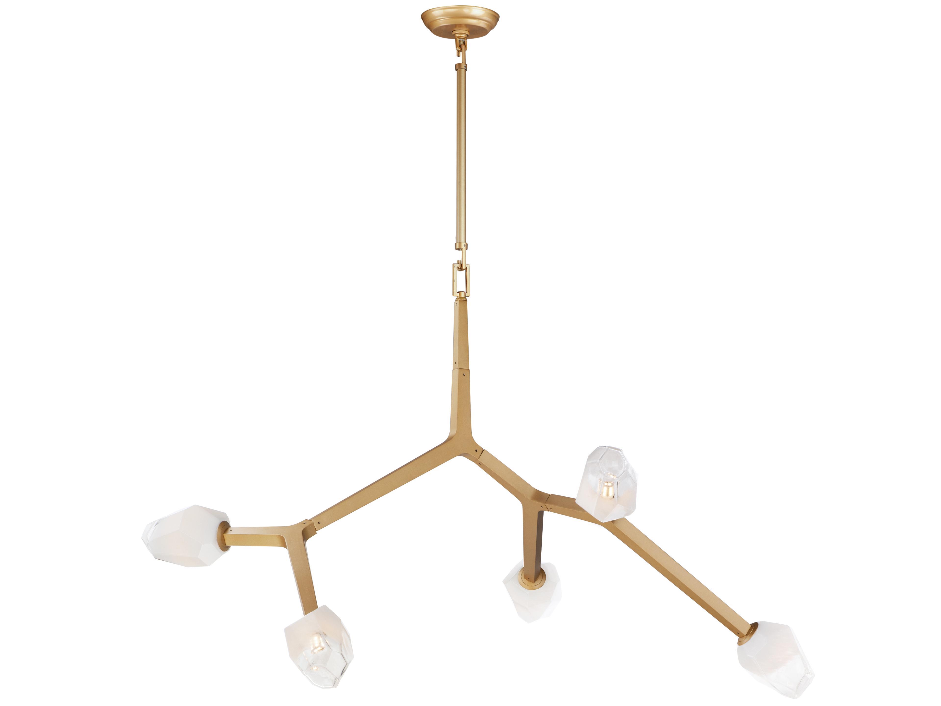 Blossom 5-Light Natural Aged Brass Glass LED Geometric Pendant