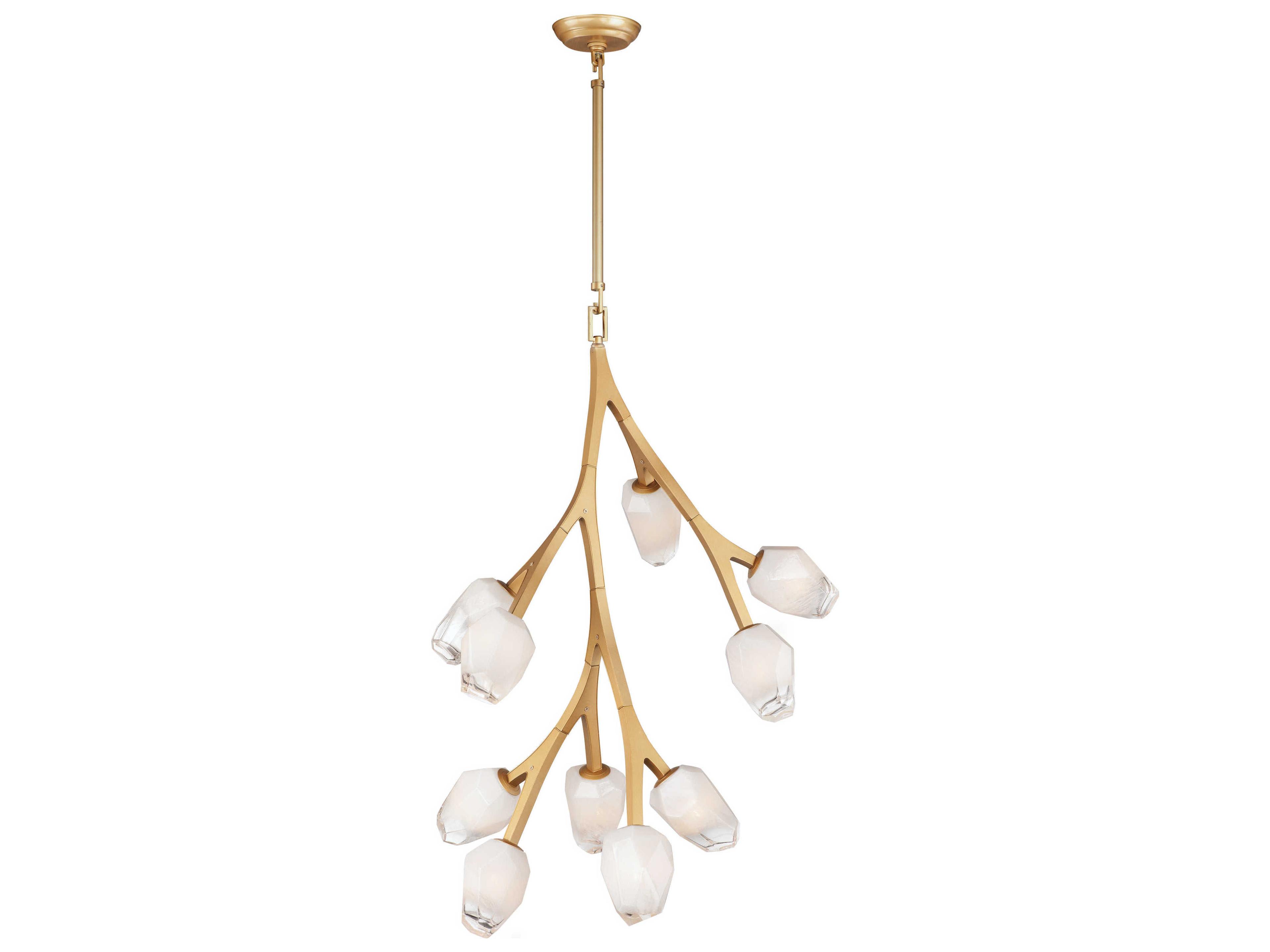 Blossom 10-Light Natural Aged Brass Glass LED Geometric Pendant