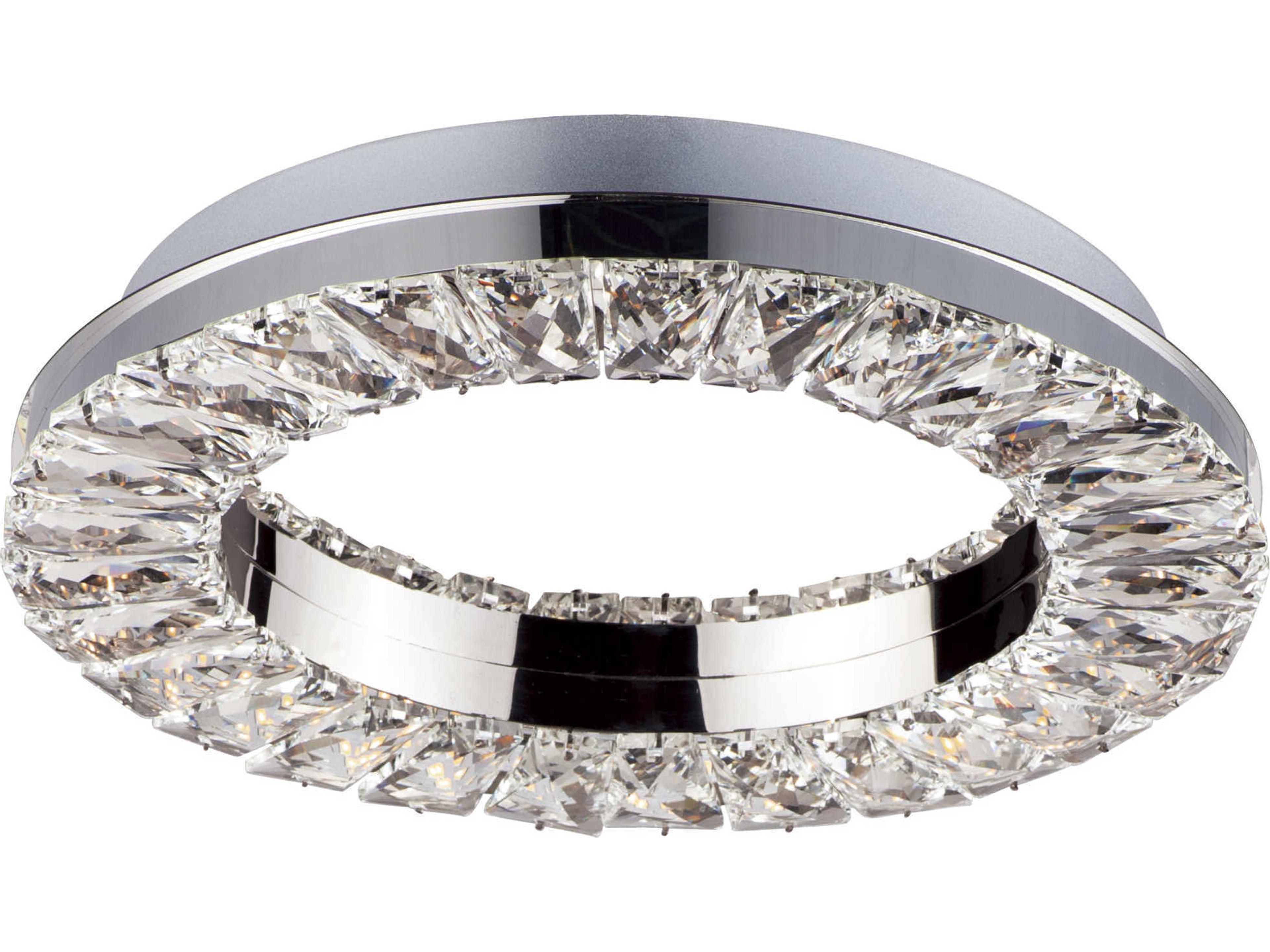 ET2 Charm 1-Light Polished Chrome Crystal Glass Round Flush Mount