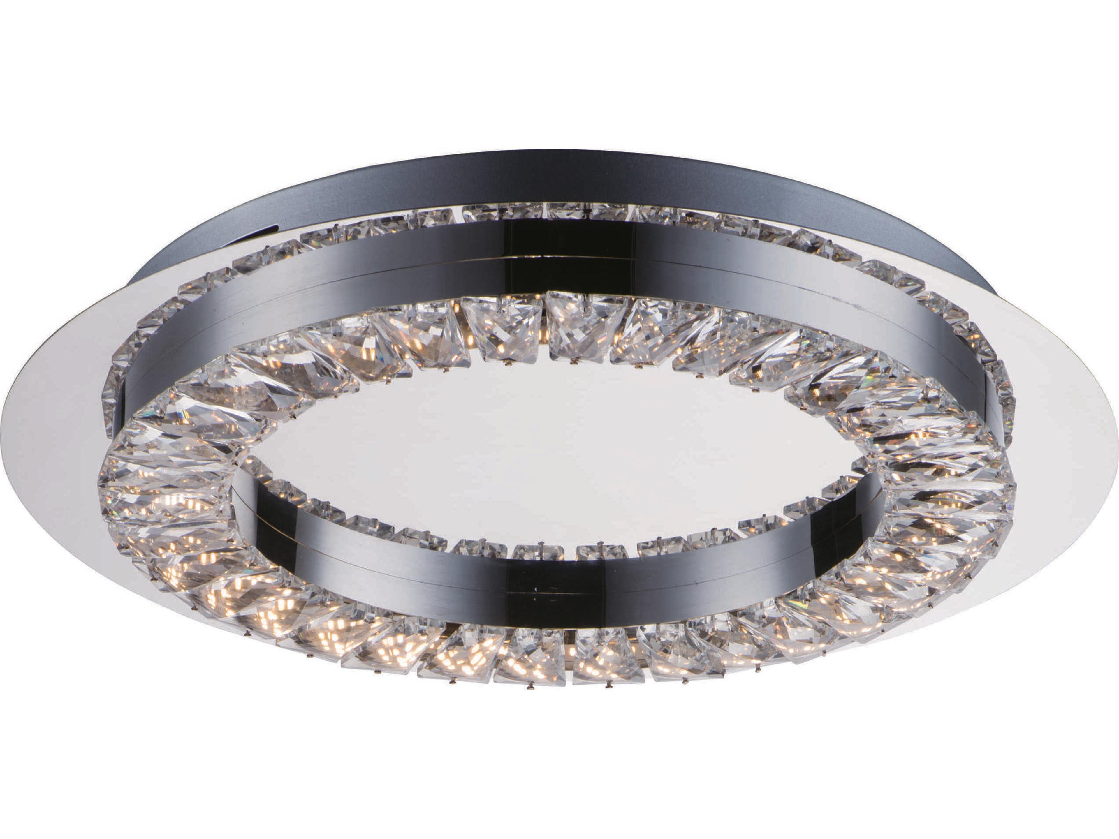 Charm Polished Chrome Crystal Glass Round Flush Mount