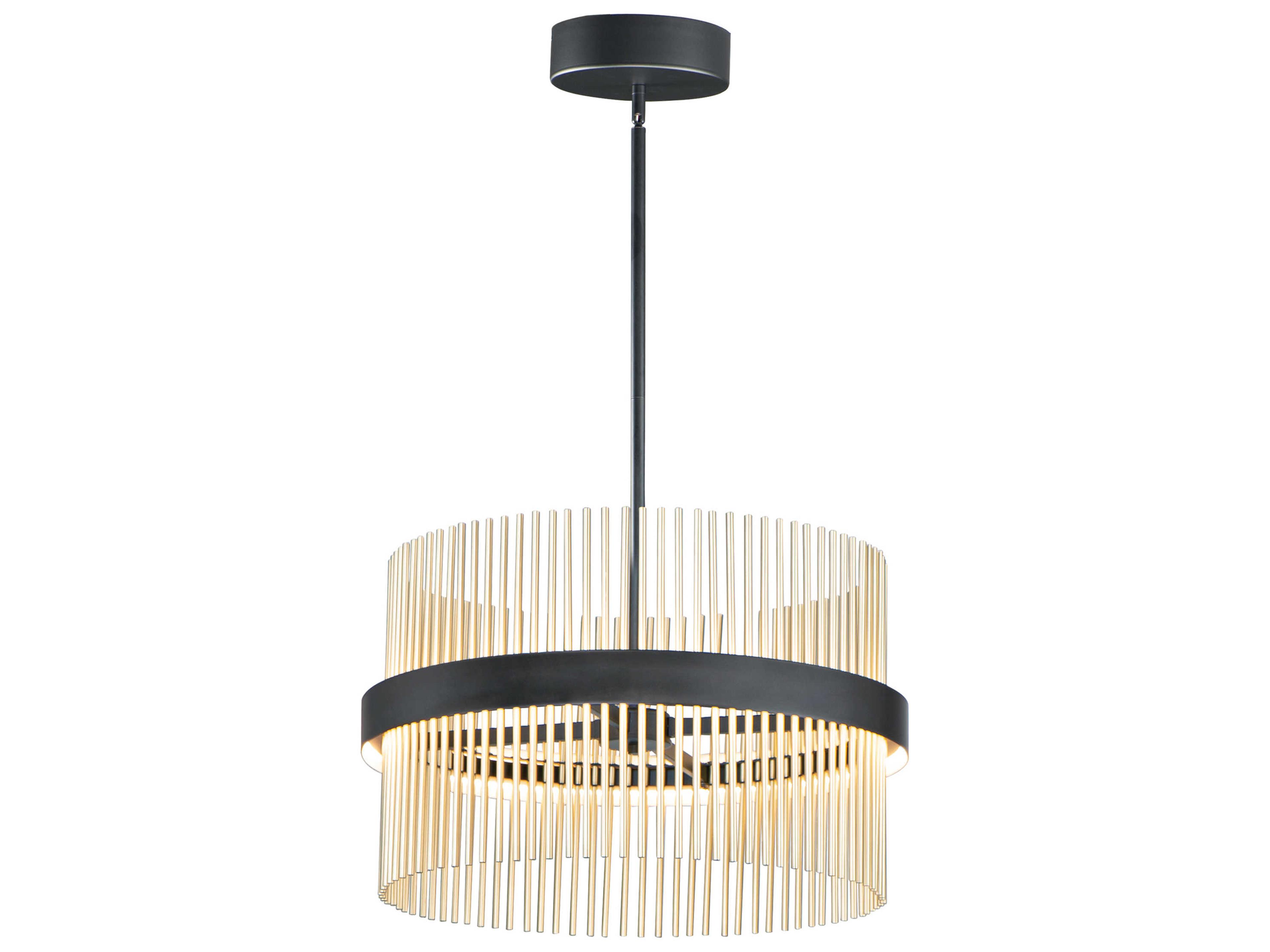 Chimes LED Pendant Light in Black and Satin Brass