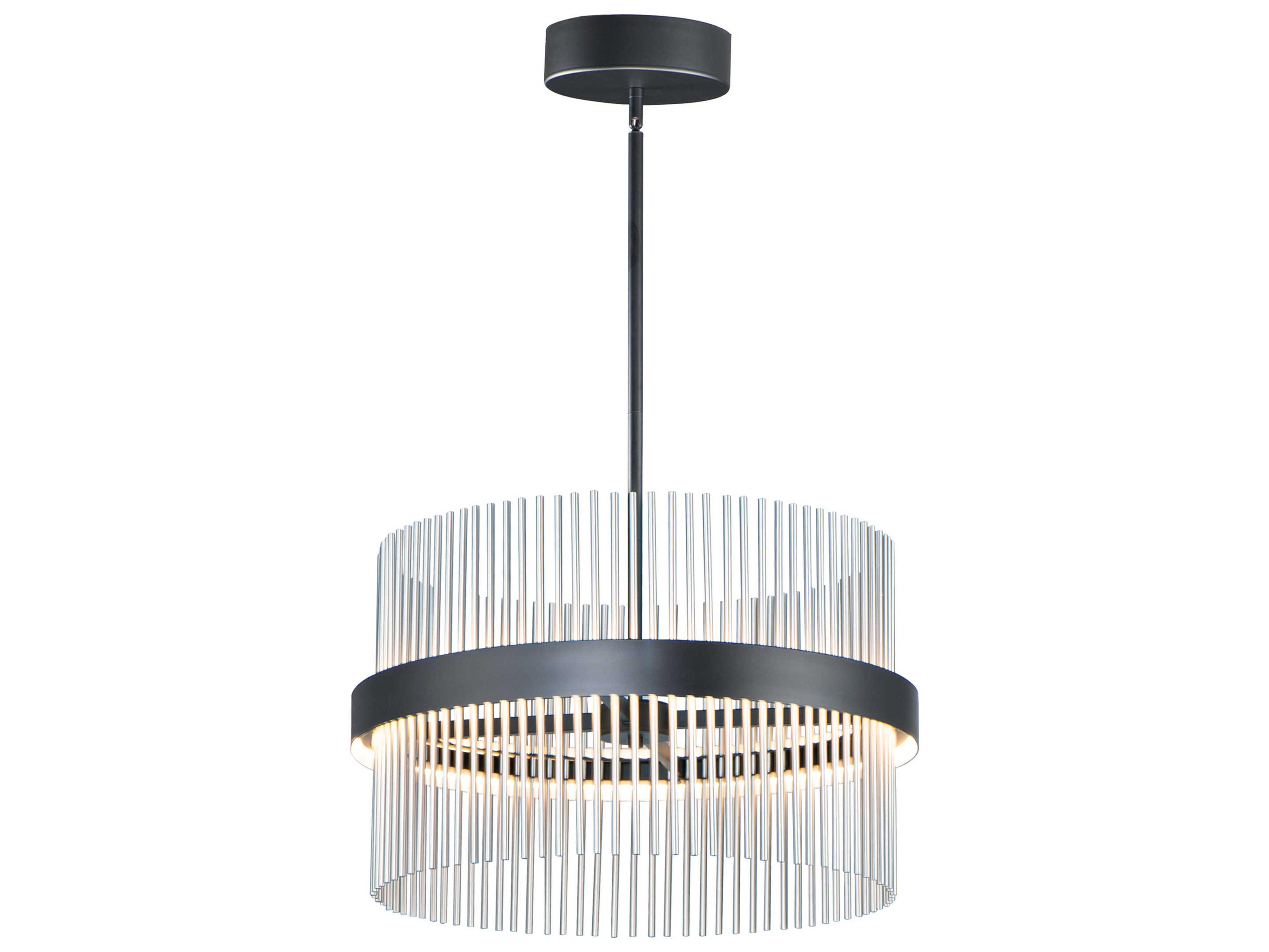 Chimes 2-Light Black Satin Nickel LED Drum Pendant