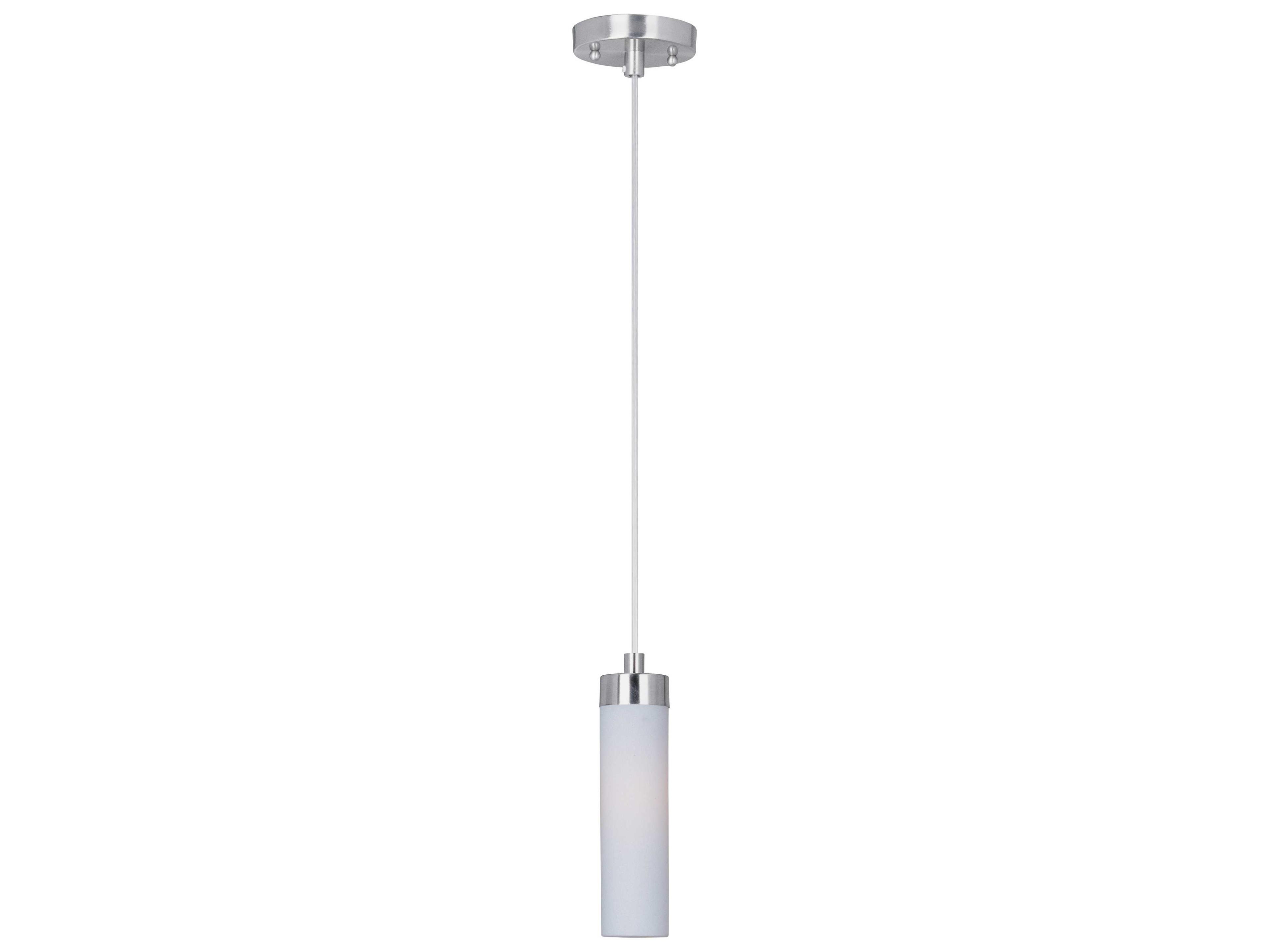 1-Light Satin Nickel Glass Cylinder Mini Pendant