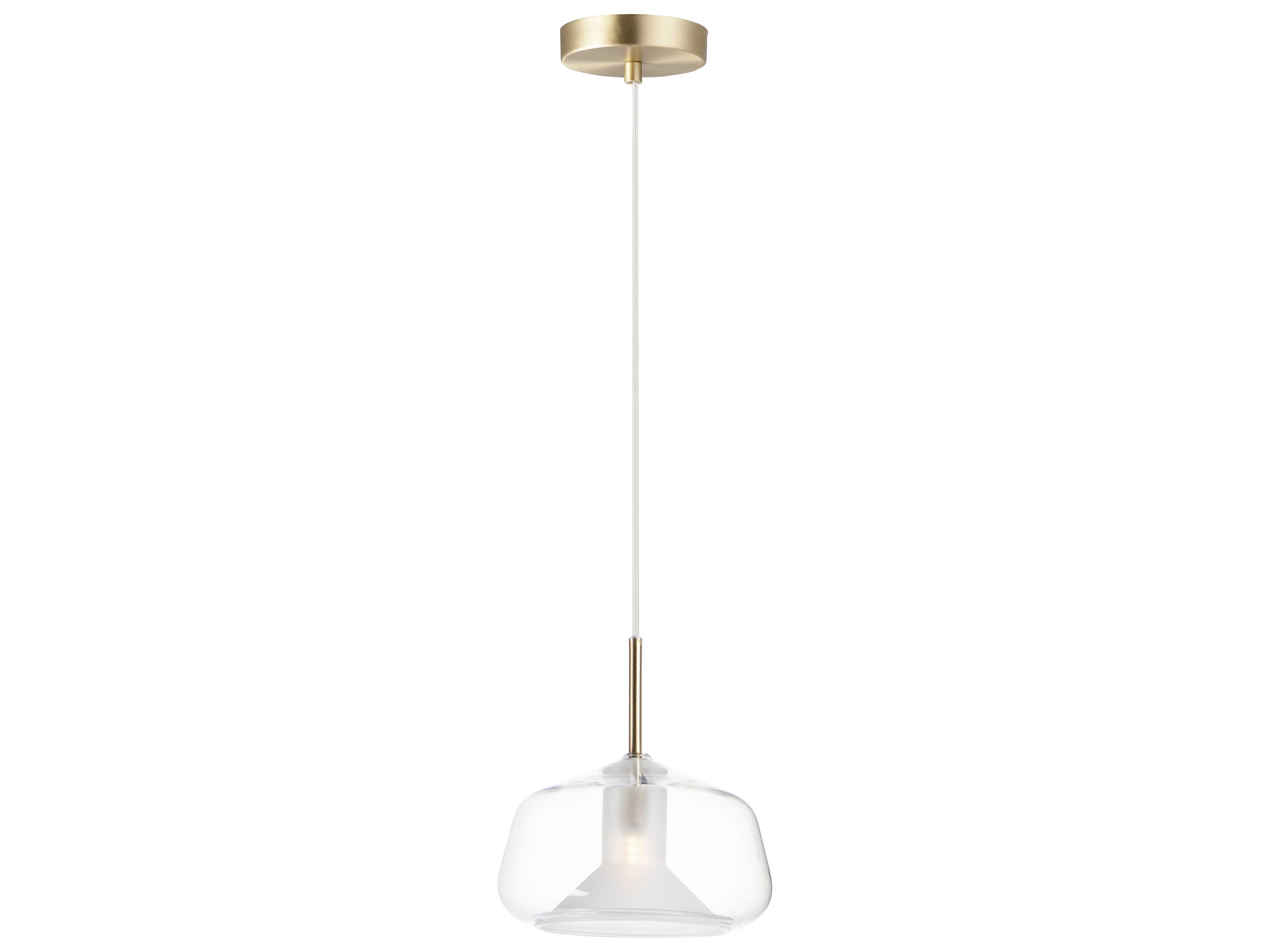 1-Light Satin Brass Glass LED Mini Pendant