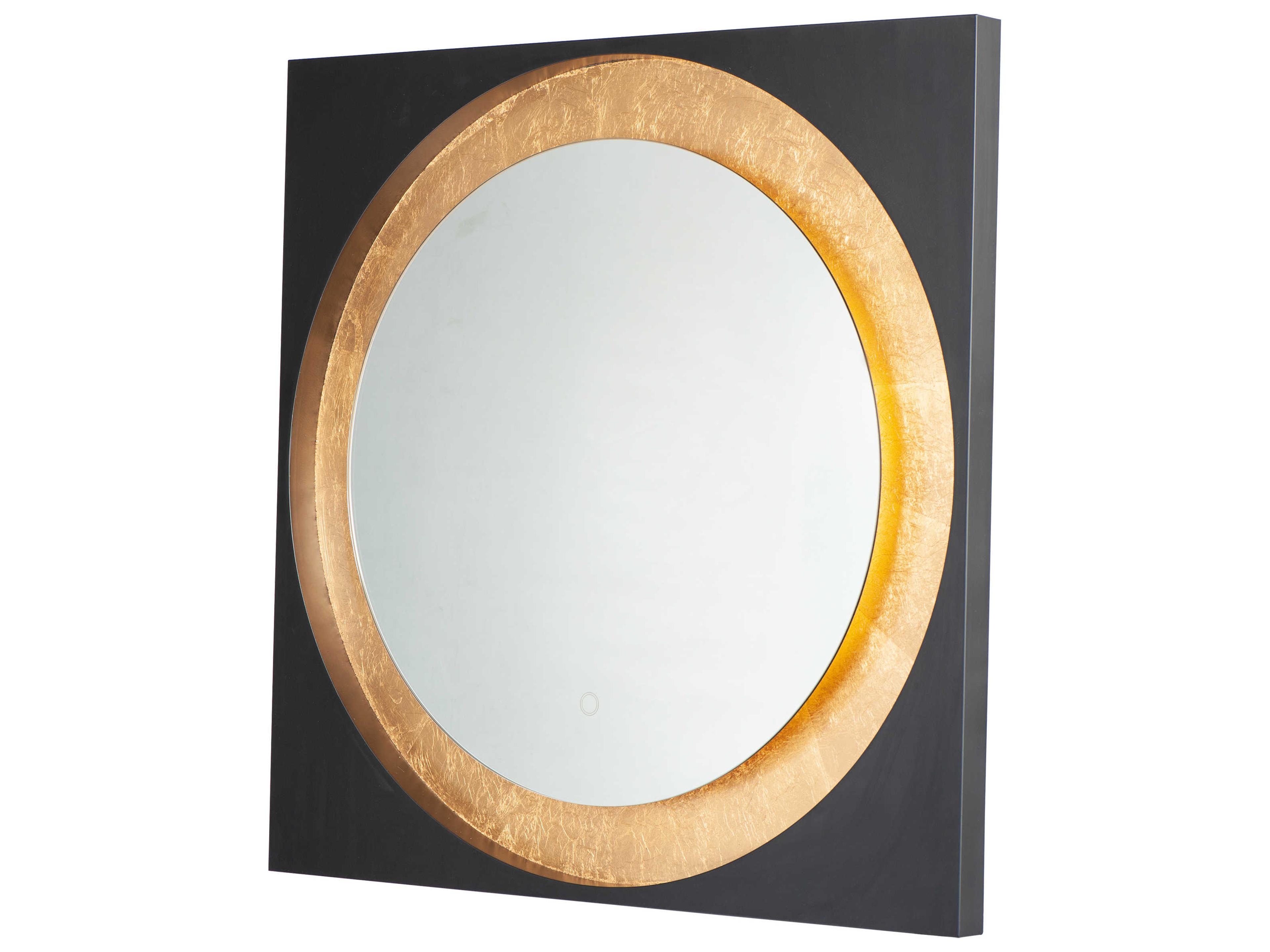 Floating Gold Leaf / Black Wall Mirror