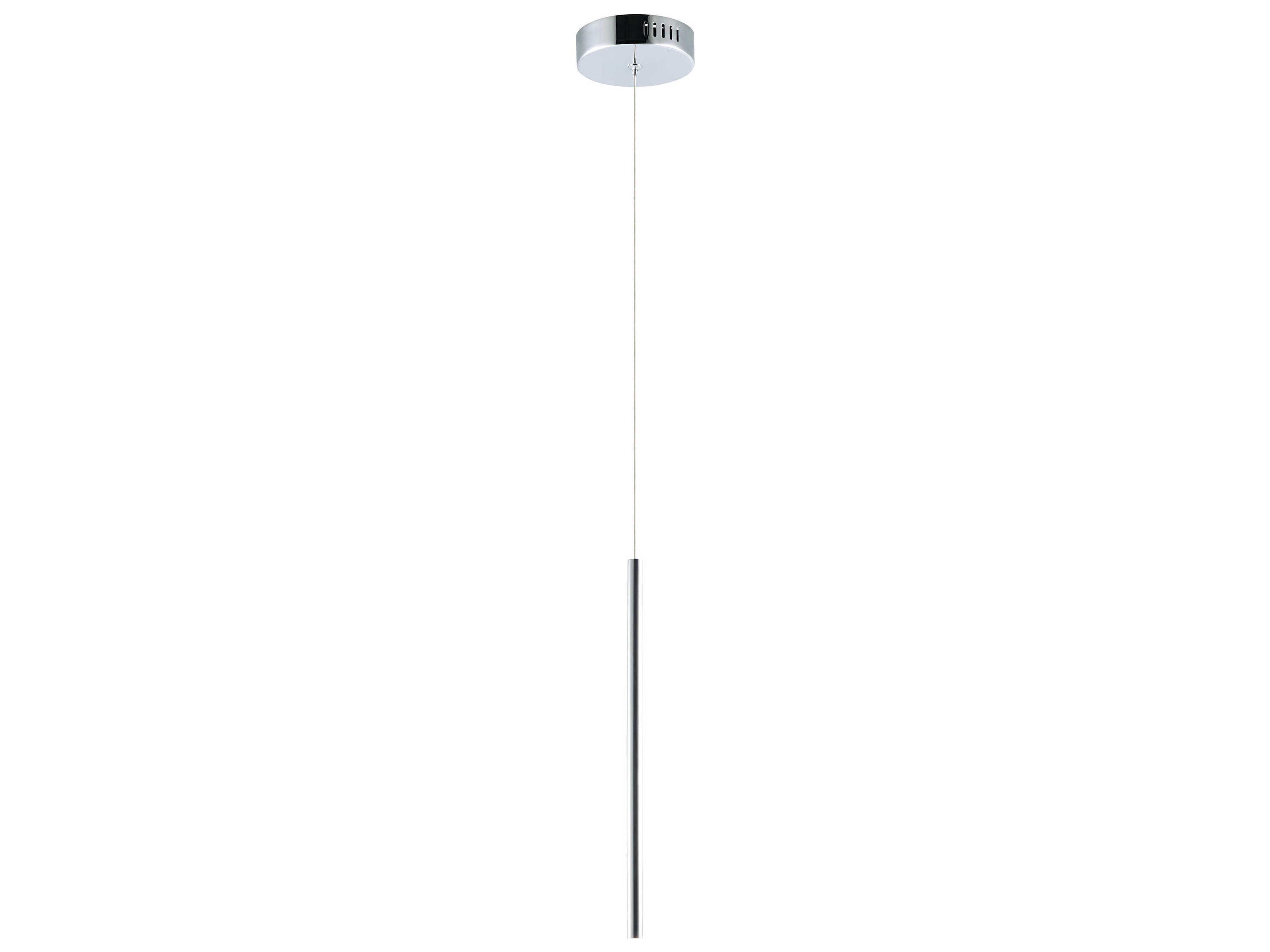 1-Light Polished Chrome LED Cylinder Mini Pendant