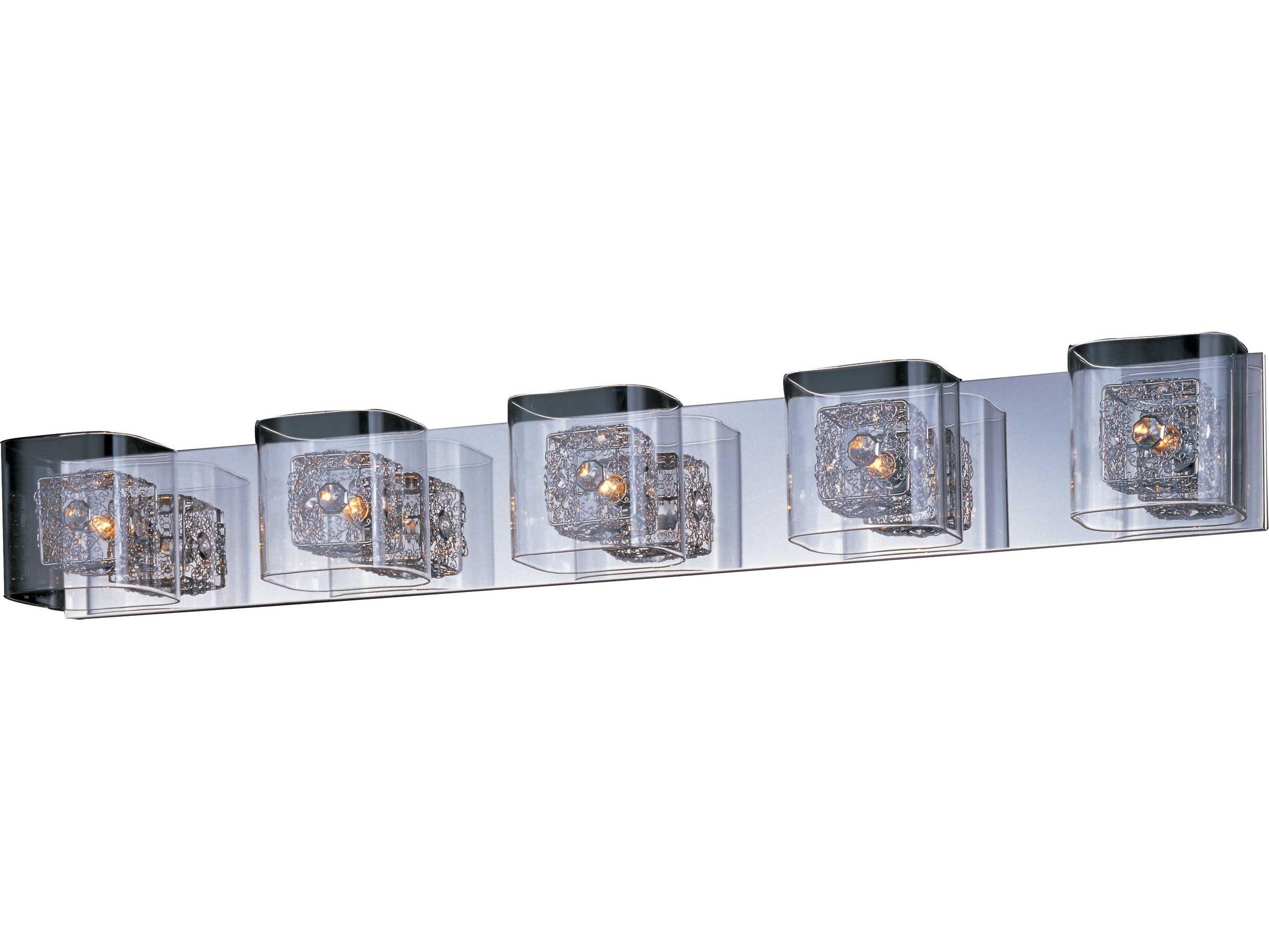 Gem 5-Light Polished Chrome With Silver Crystal Glass Vanity Light