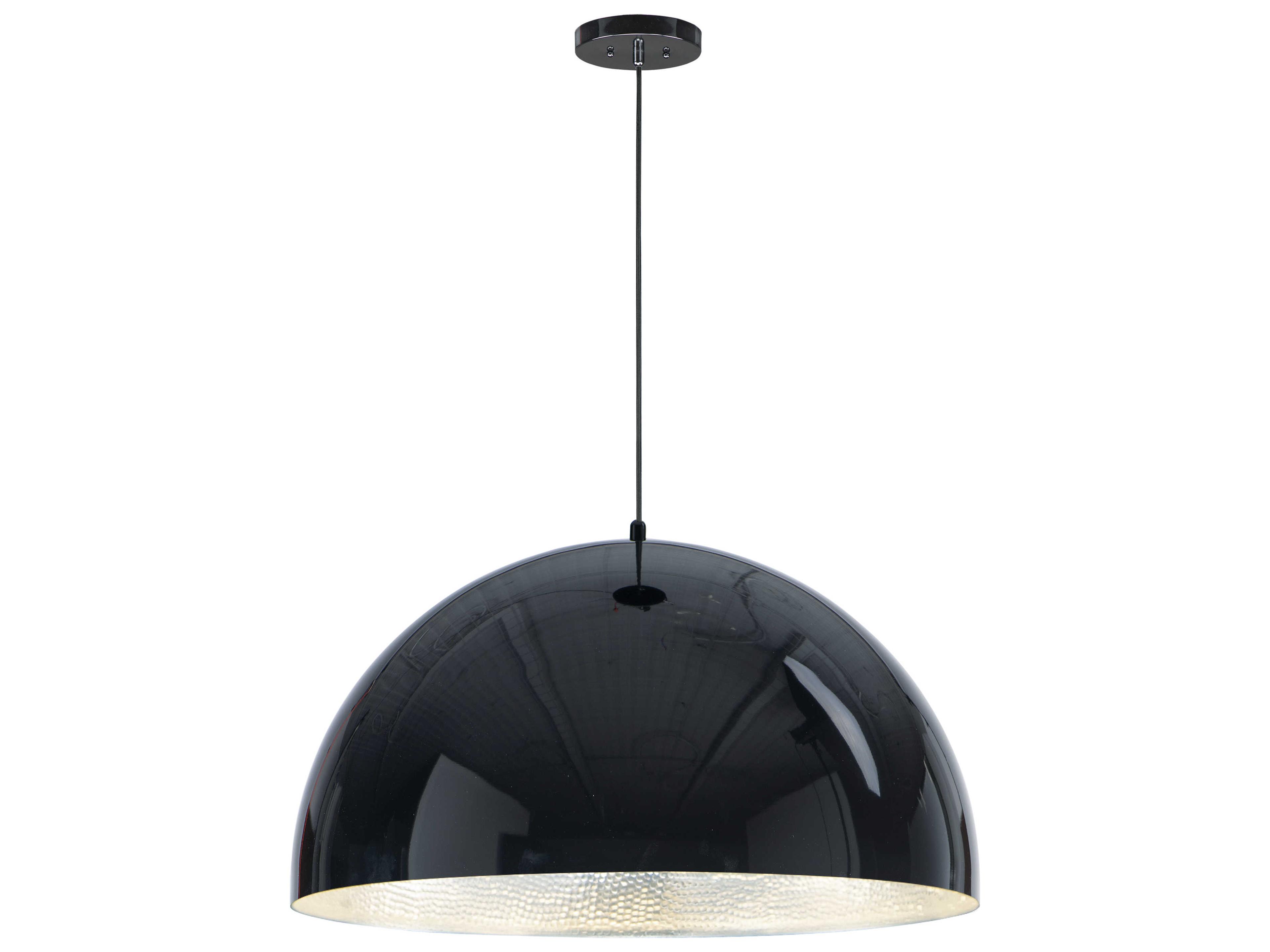Hemisphere 1-Light Gloss Black Aluminum Silver LED Dome Pendant