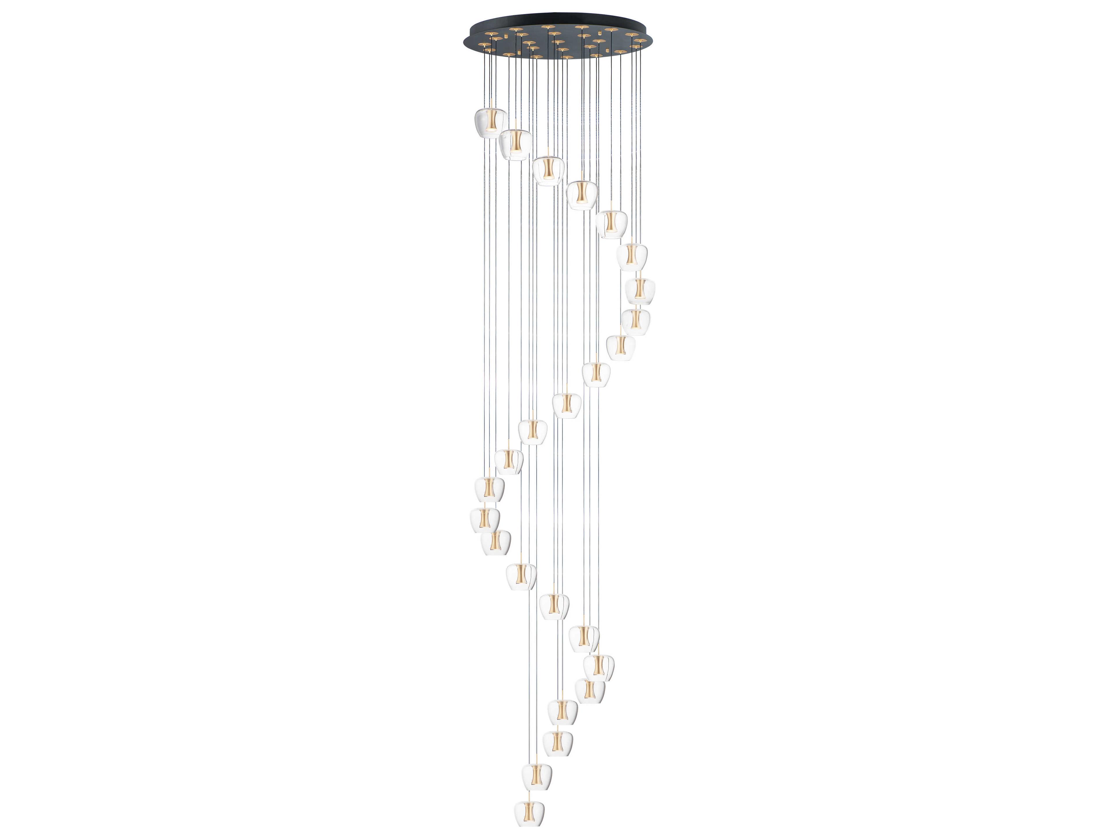 Newton 25 Light LED Pendant in Black and Gold